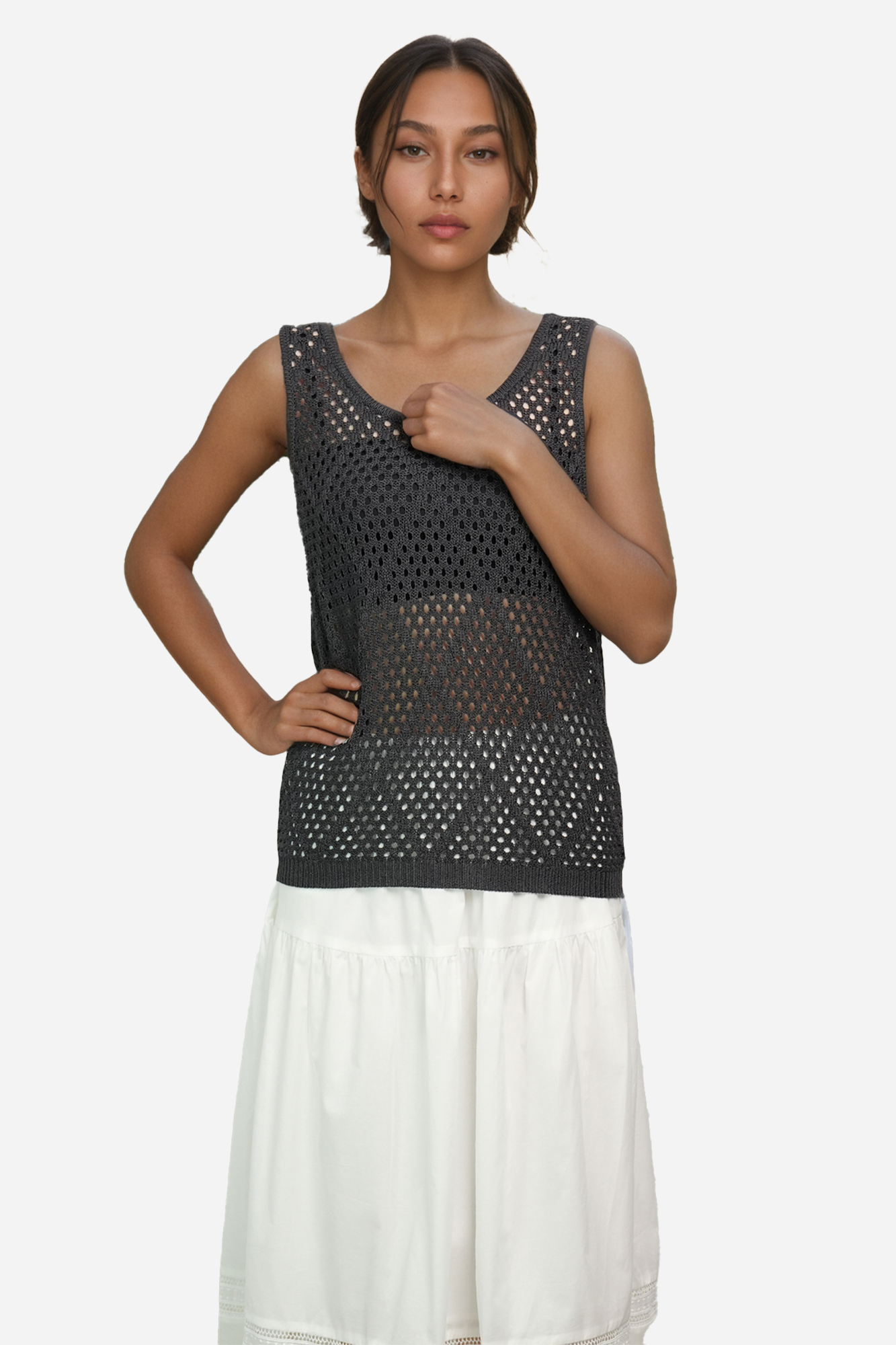 Crochet Tank Top Sleeveless Vest Boho Beach Cover Up