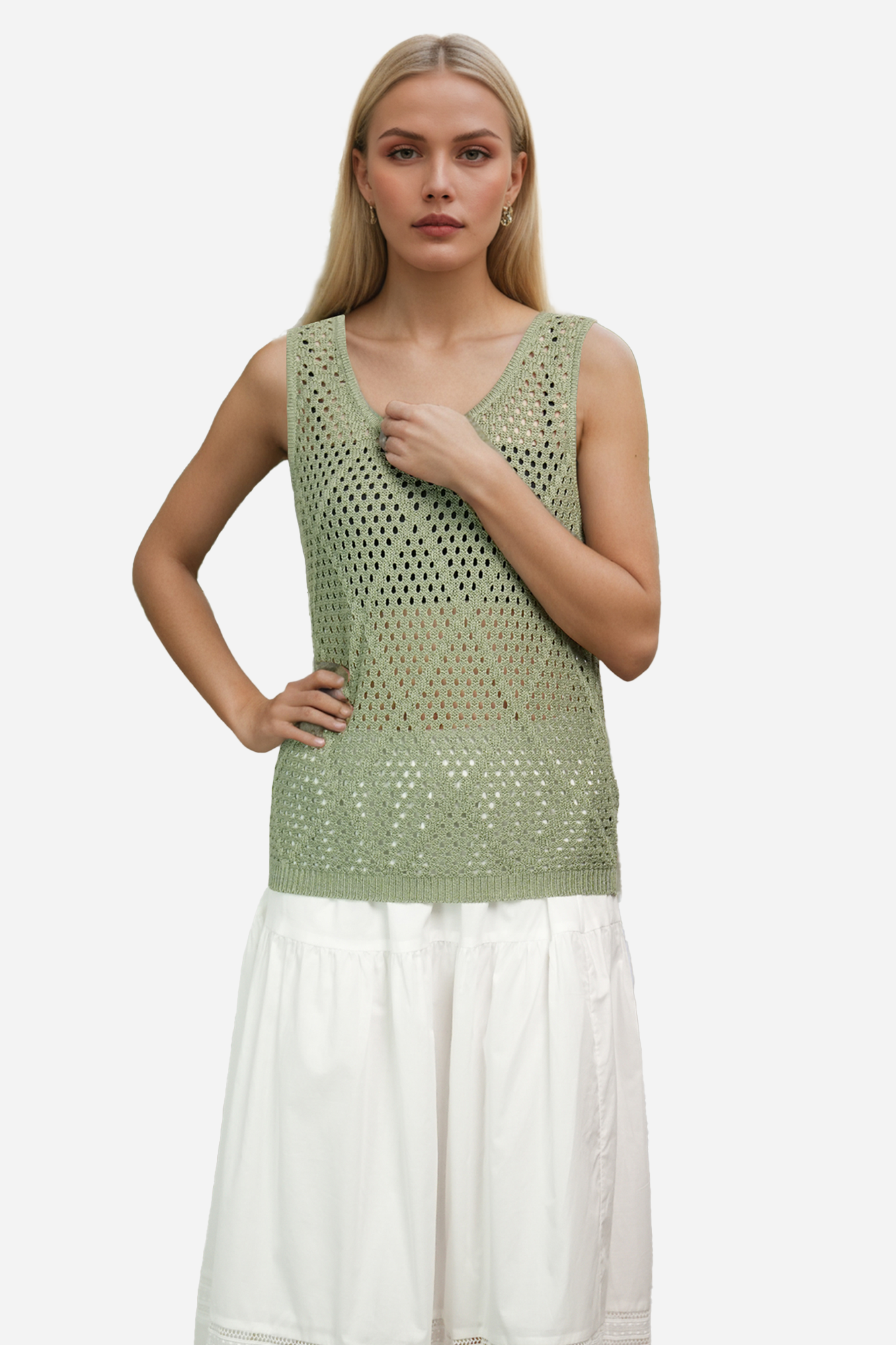 Crochet Tank Top Sleeveless Vest Boho Beach Cover Up