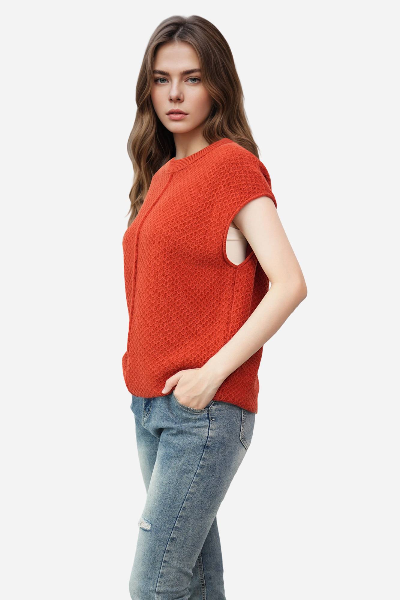 Lightweight Textured Short Sleeve Pullover Sweater