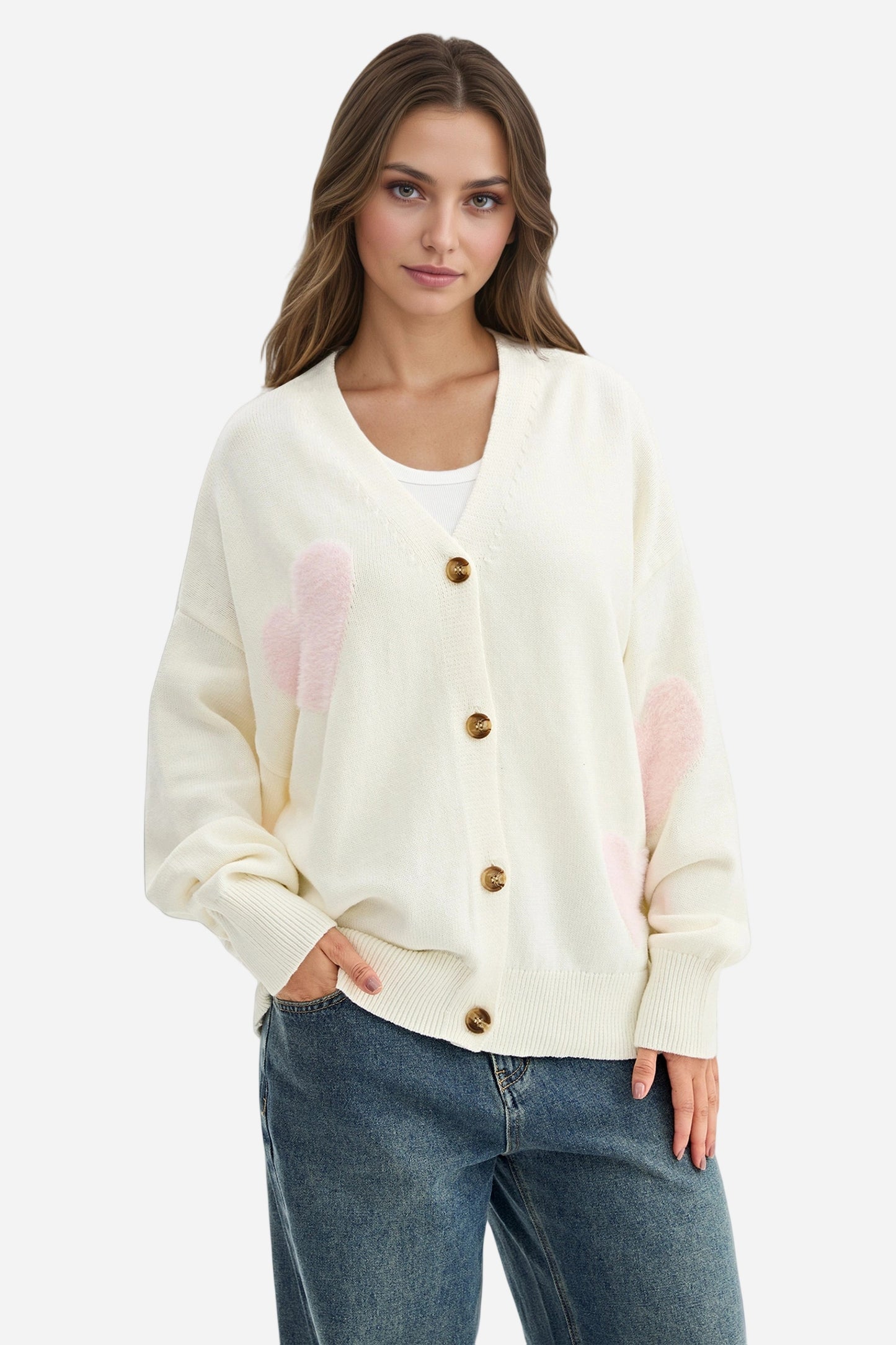 Heart Cardigan V Neck Valentines Sweaters