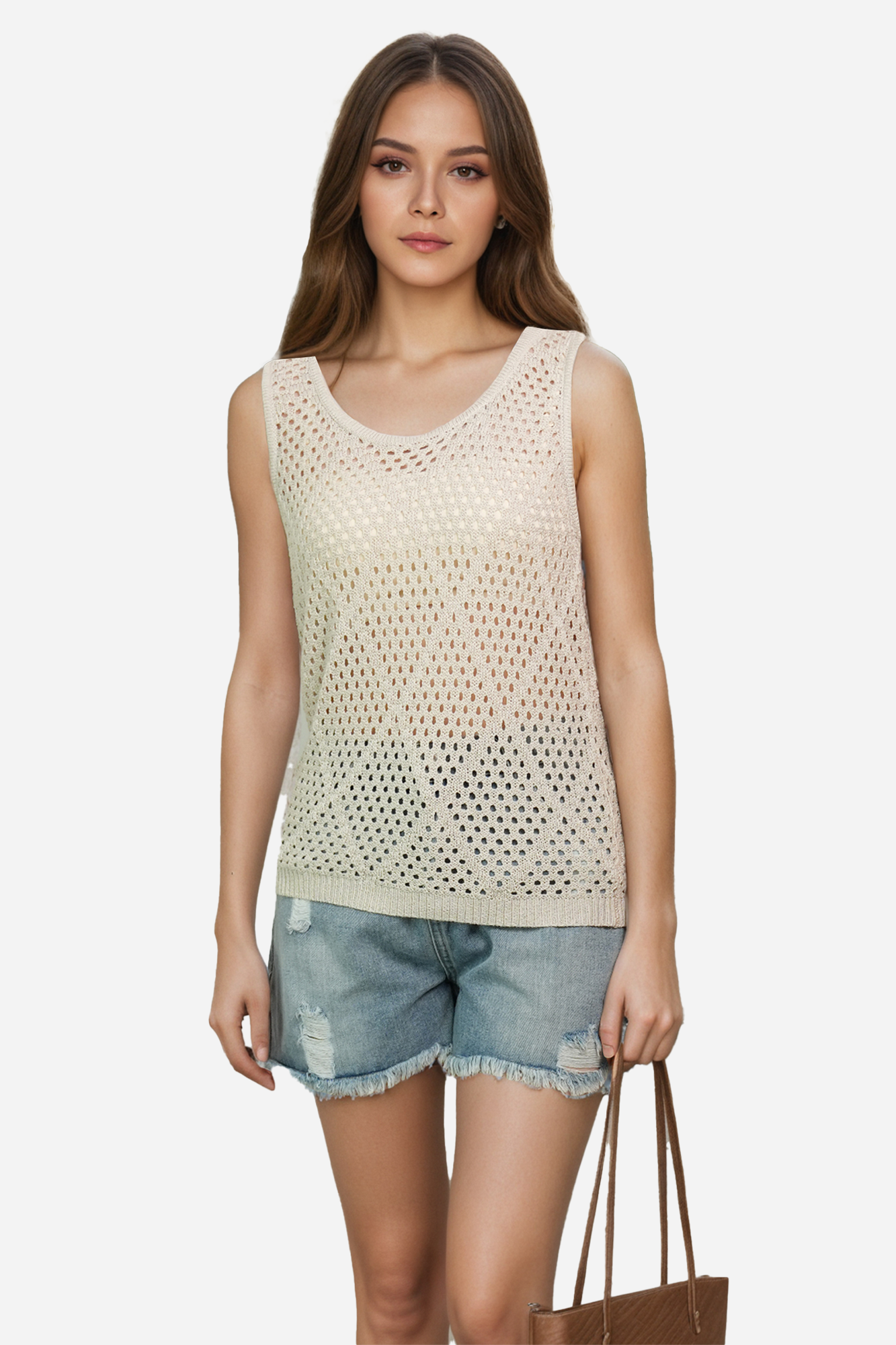Crochet Tank Top Sleeveless Vest Boho Beach Cover Up