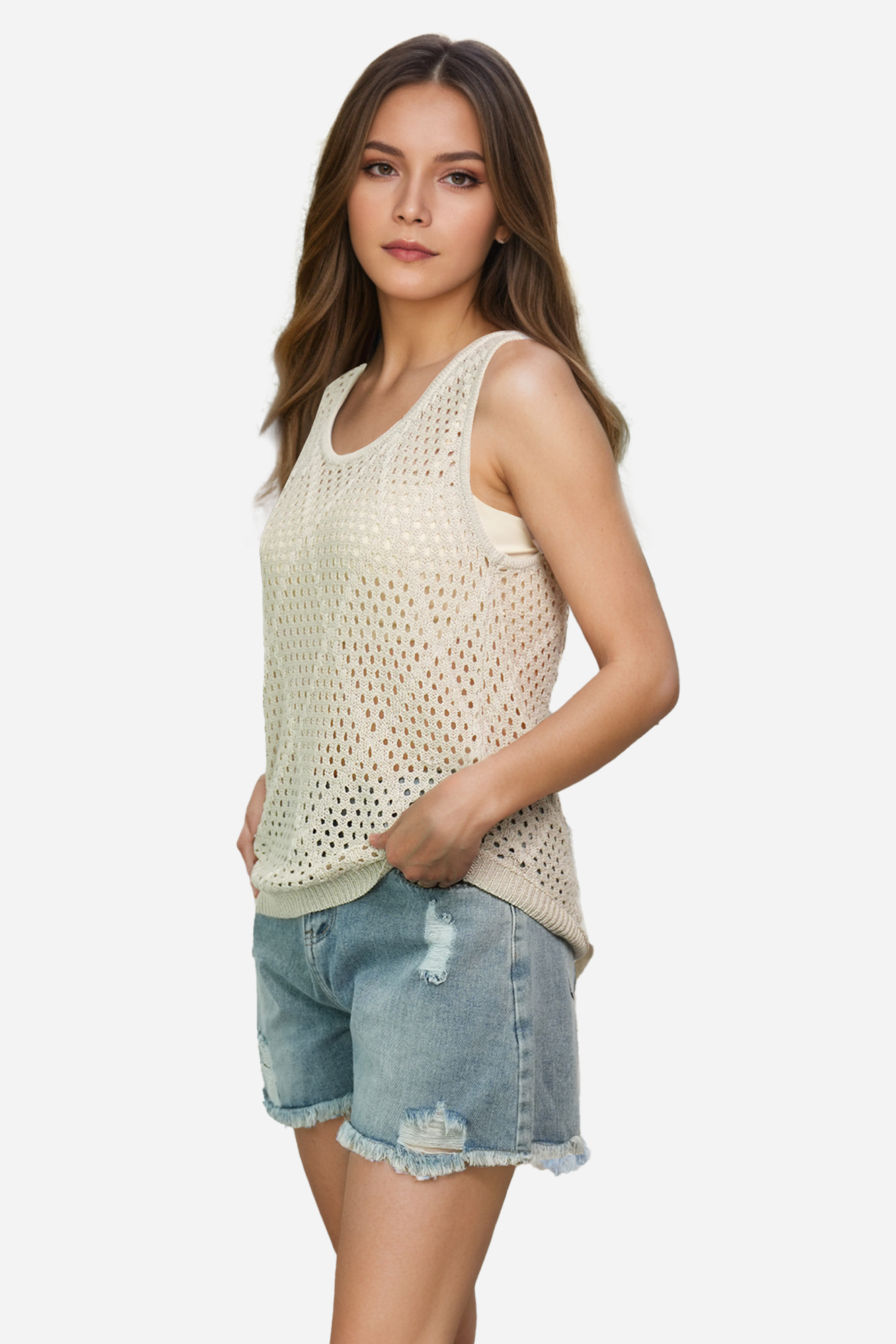 Crochet Tank Top Sleeveless Vest Boho Beach Cover Up