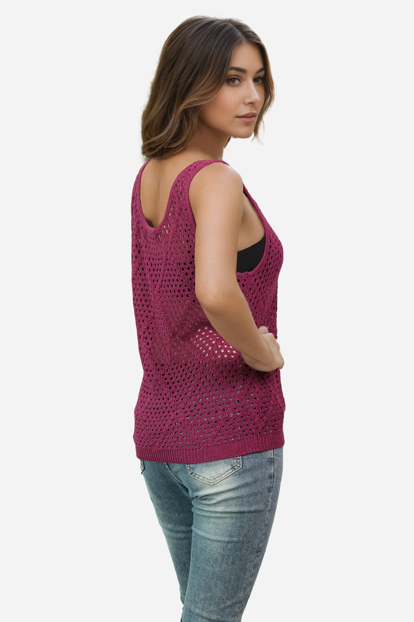 Crochet Tank Top Sleeveless Vest Boho Beach Cover Up