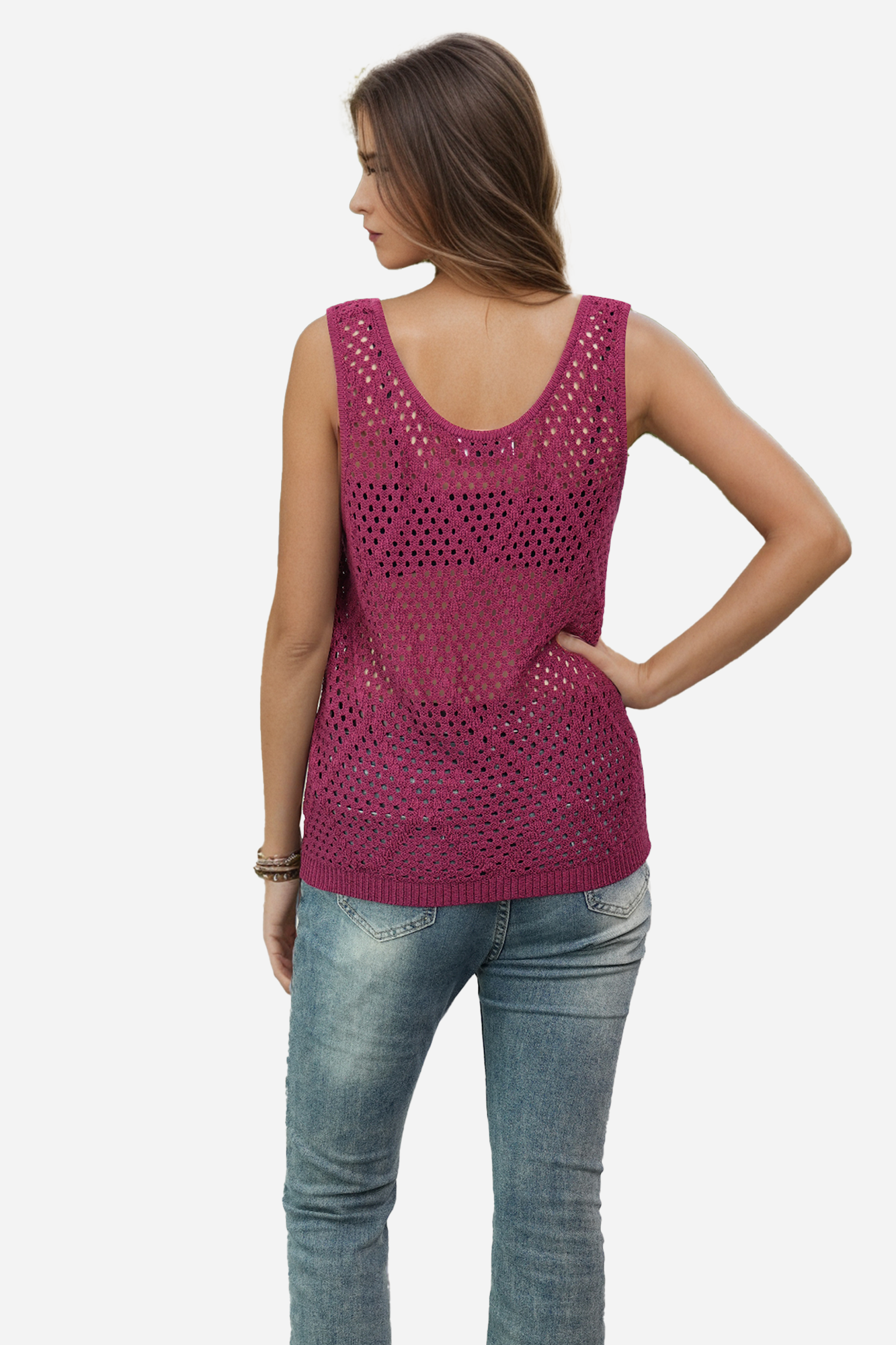Crochet Tank Top Sleeveless Vest Boho Beach Cover Up