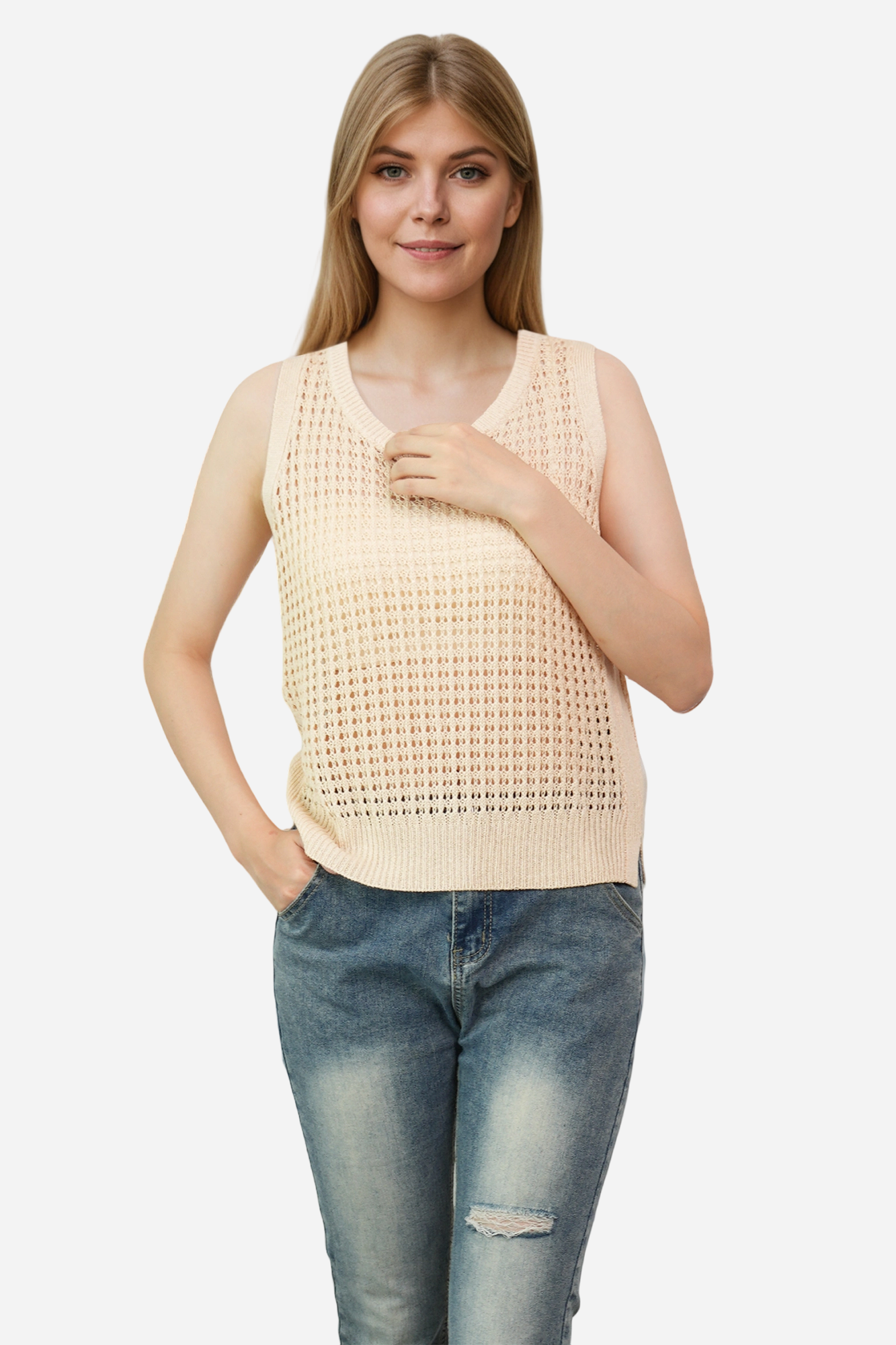 Crochet Cover Up Sweater for Women Sleeveless Beach