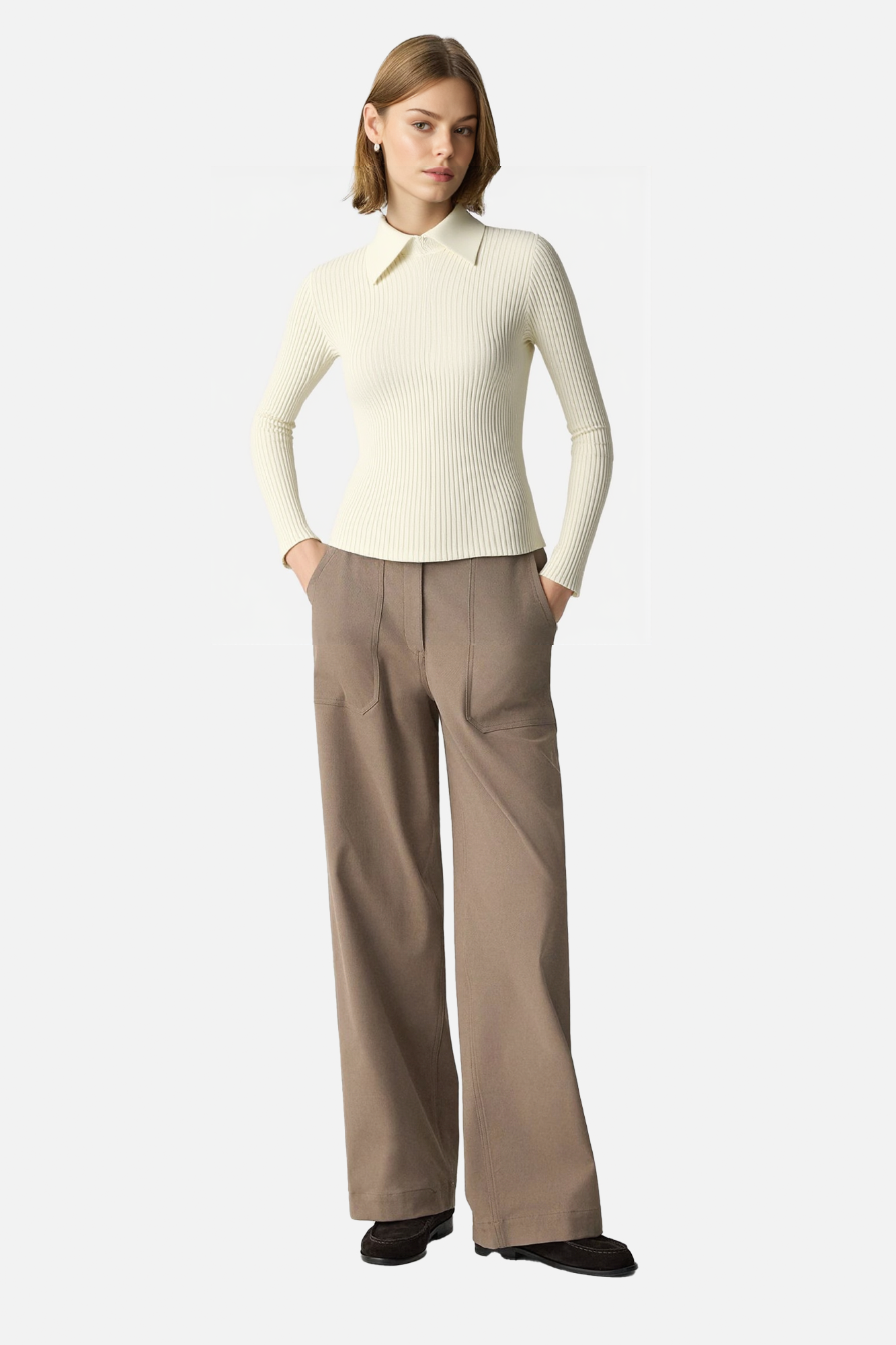 Polo-Style Sweater with Statement Collar