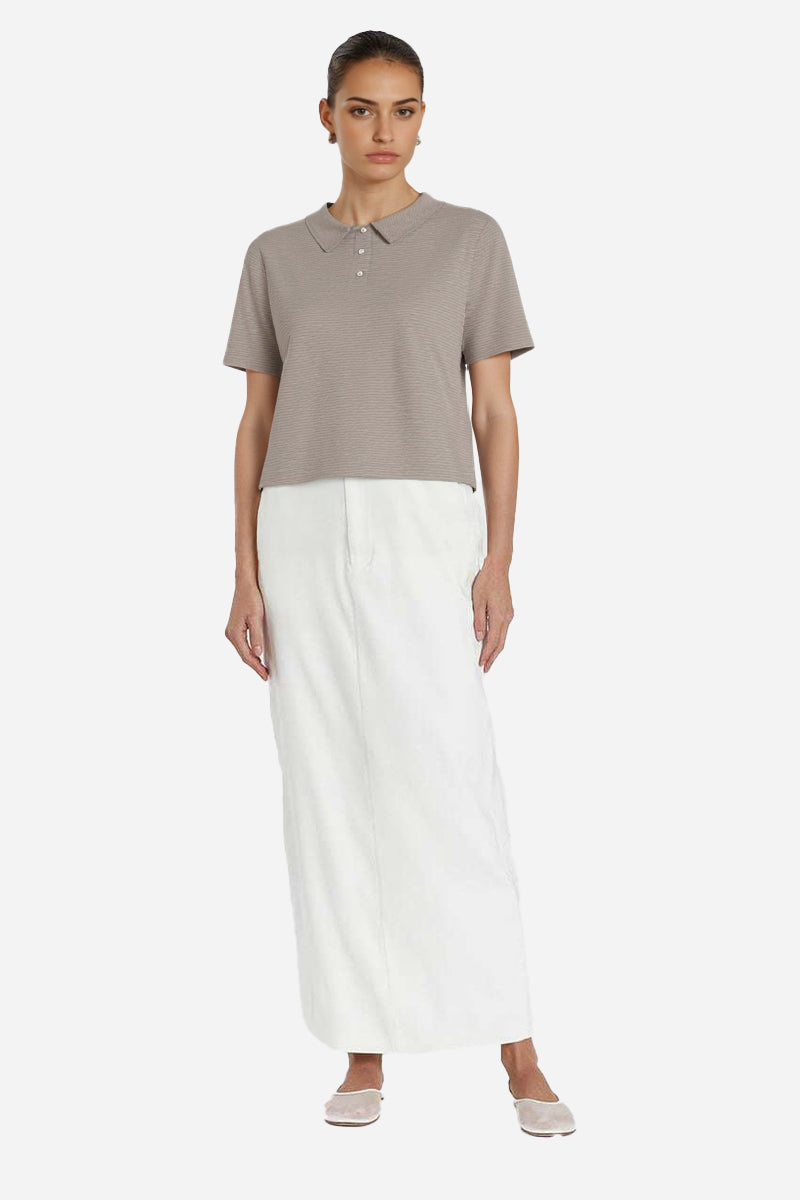 Elegant Taupe Polo Top for Versatile Styling