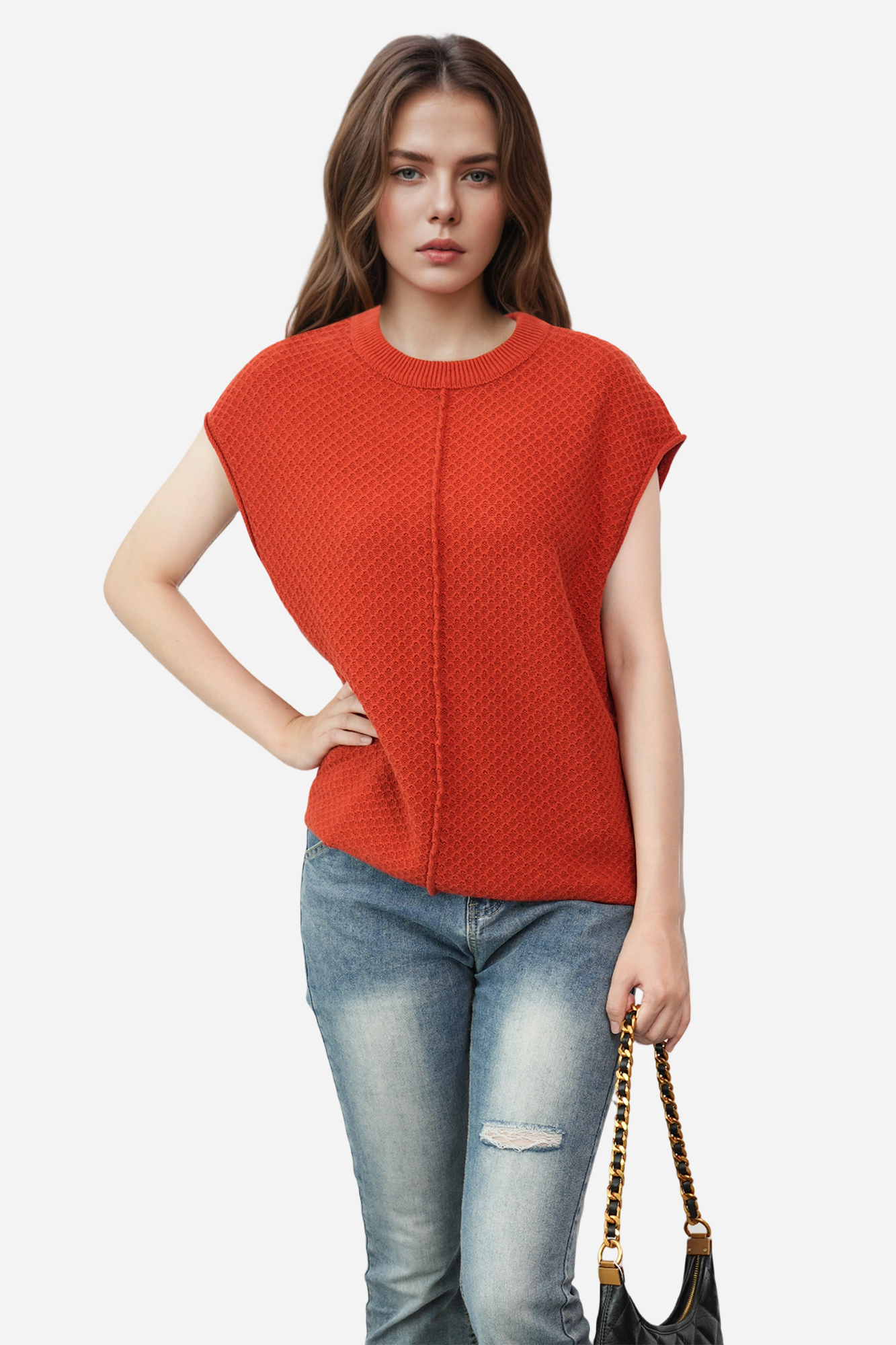 Lightweight Textured Short Sleeve Pullover Sweater