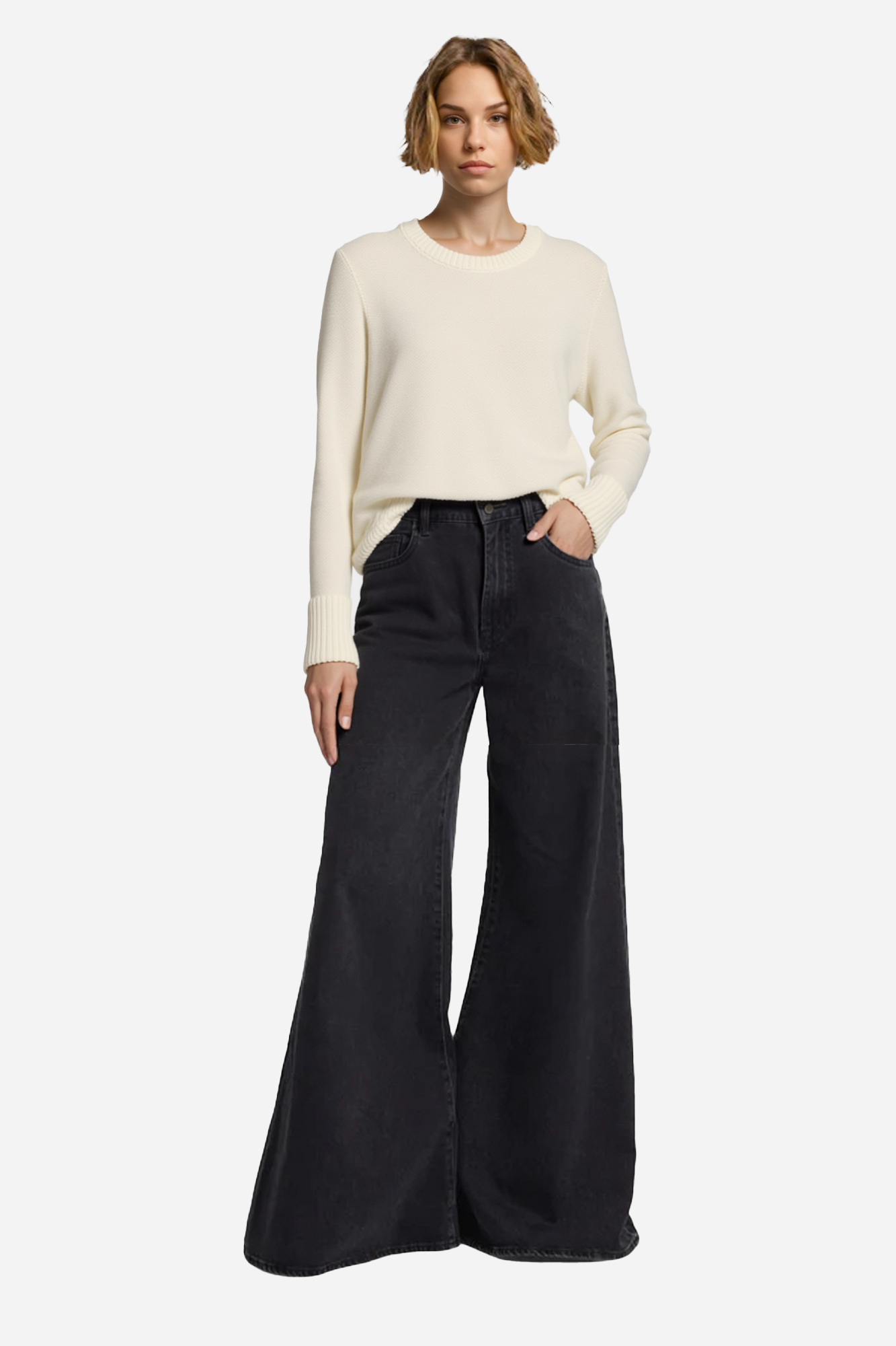 Essential Textured Crew Neck Pullover
