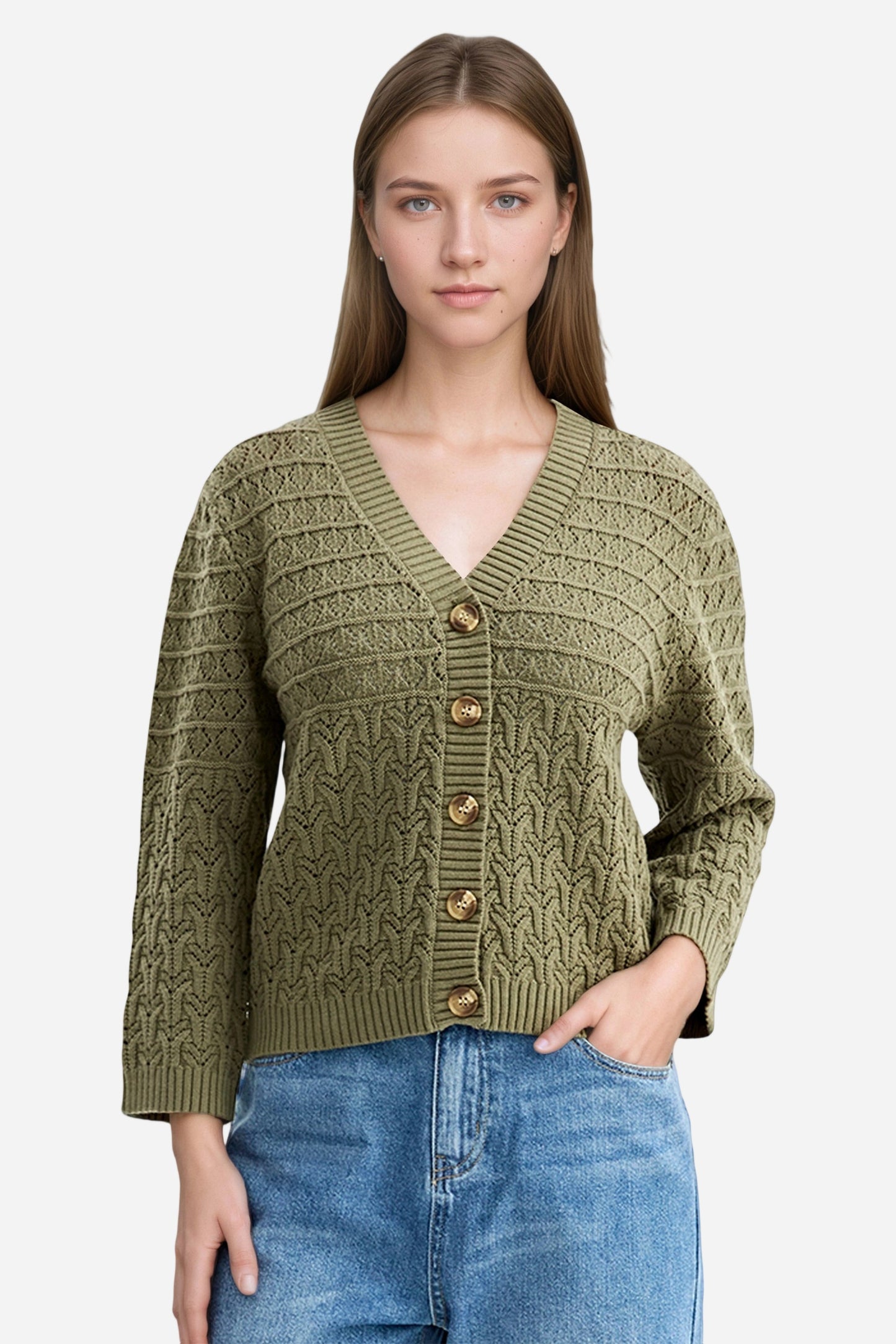 Cable Knit Cardigan Casual Long Sleeve Sweater