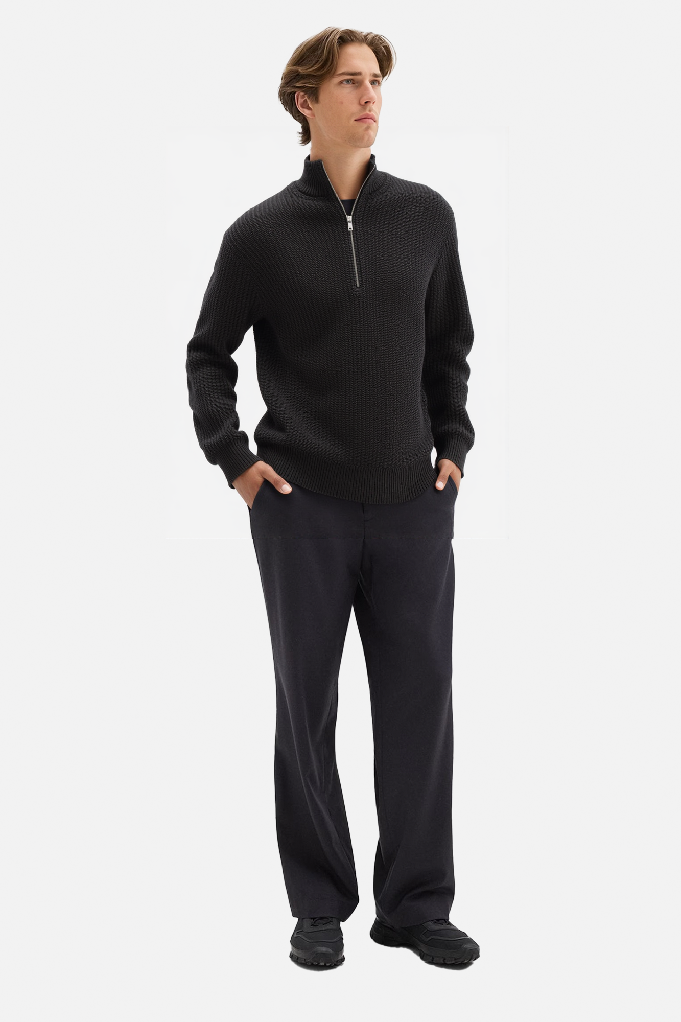Quarter Zip Pullover Sweater Slim Fit Business Casual Knit