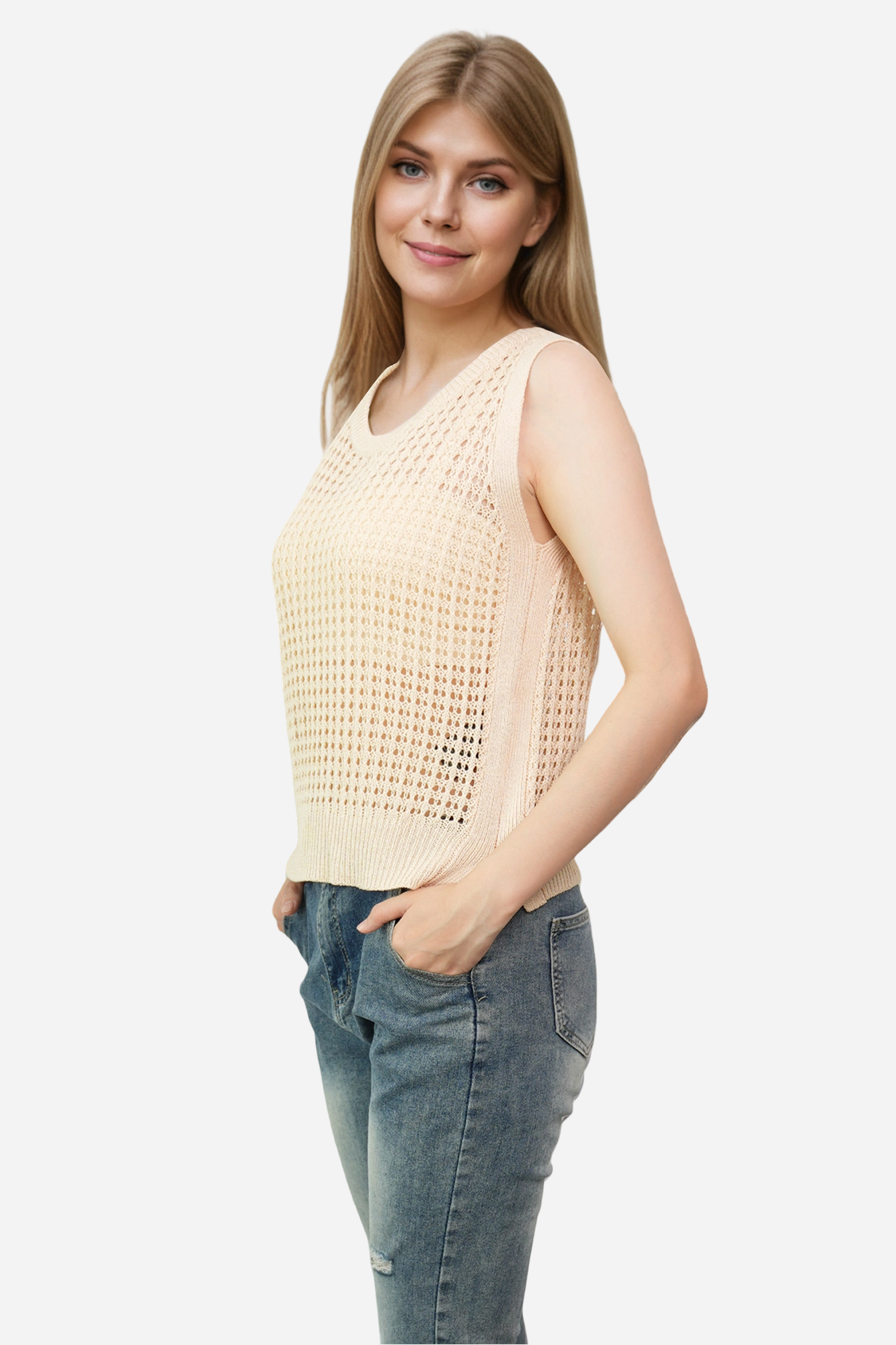 Crochet Cover Up Sweater for Women Sleeveless Beach