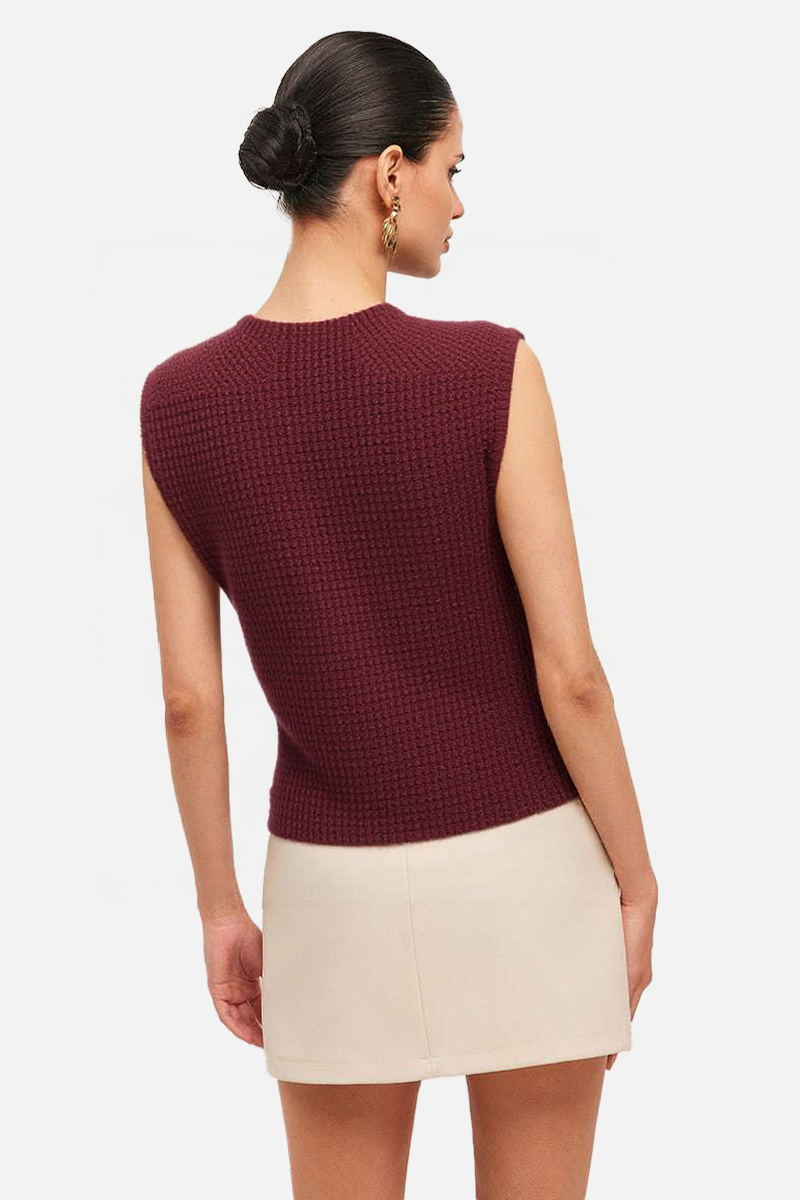 Textured Knit Vest with Gold-Tone Buttons