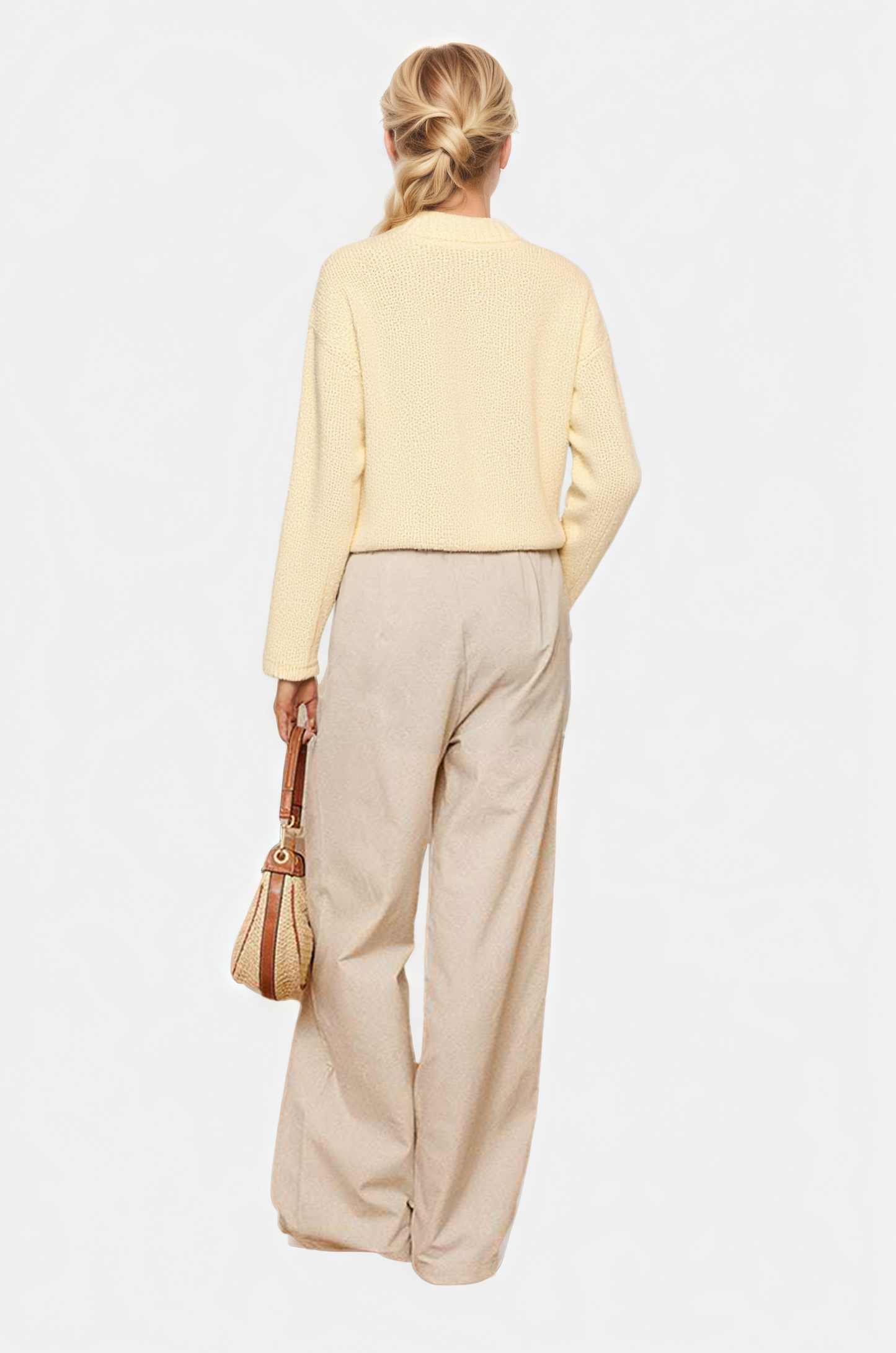 Crewneck Sweater with Textured Knit Pattern