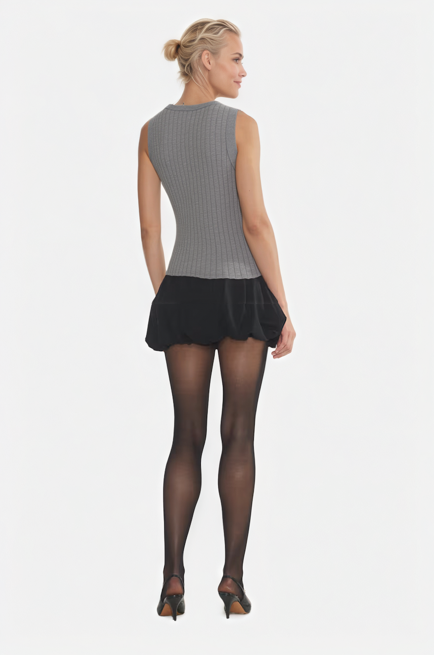 Ribbed V-Neck Sleeveless Cardigan Vest