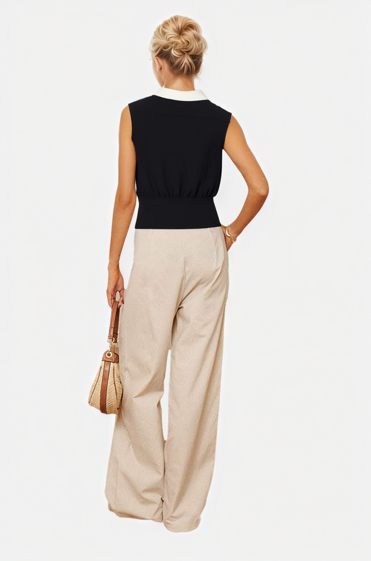 Sleeveless Polo with Tailored V-Neckline