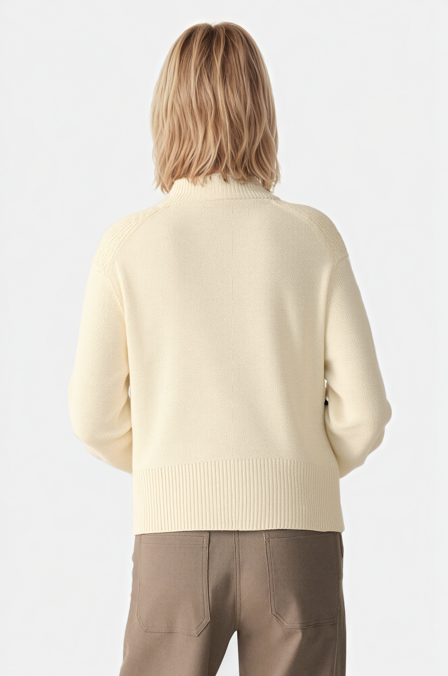 Button Mock-Neck Knit Cardigan