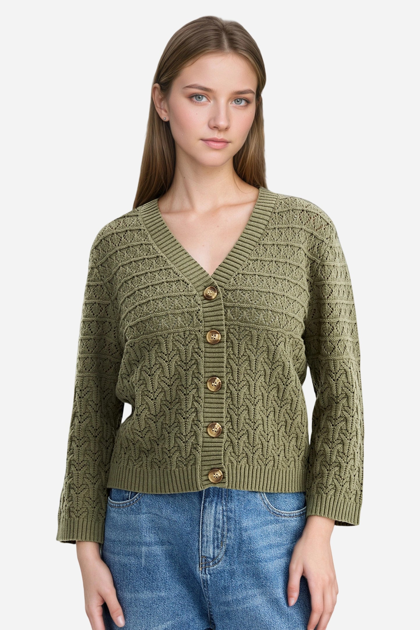 Cable Knit Cardigan Casual Long Sleeve Sweater