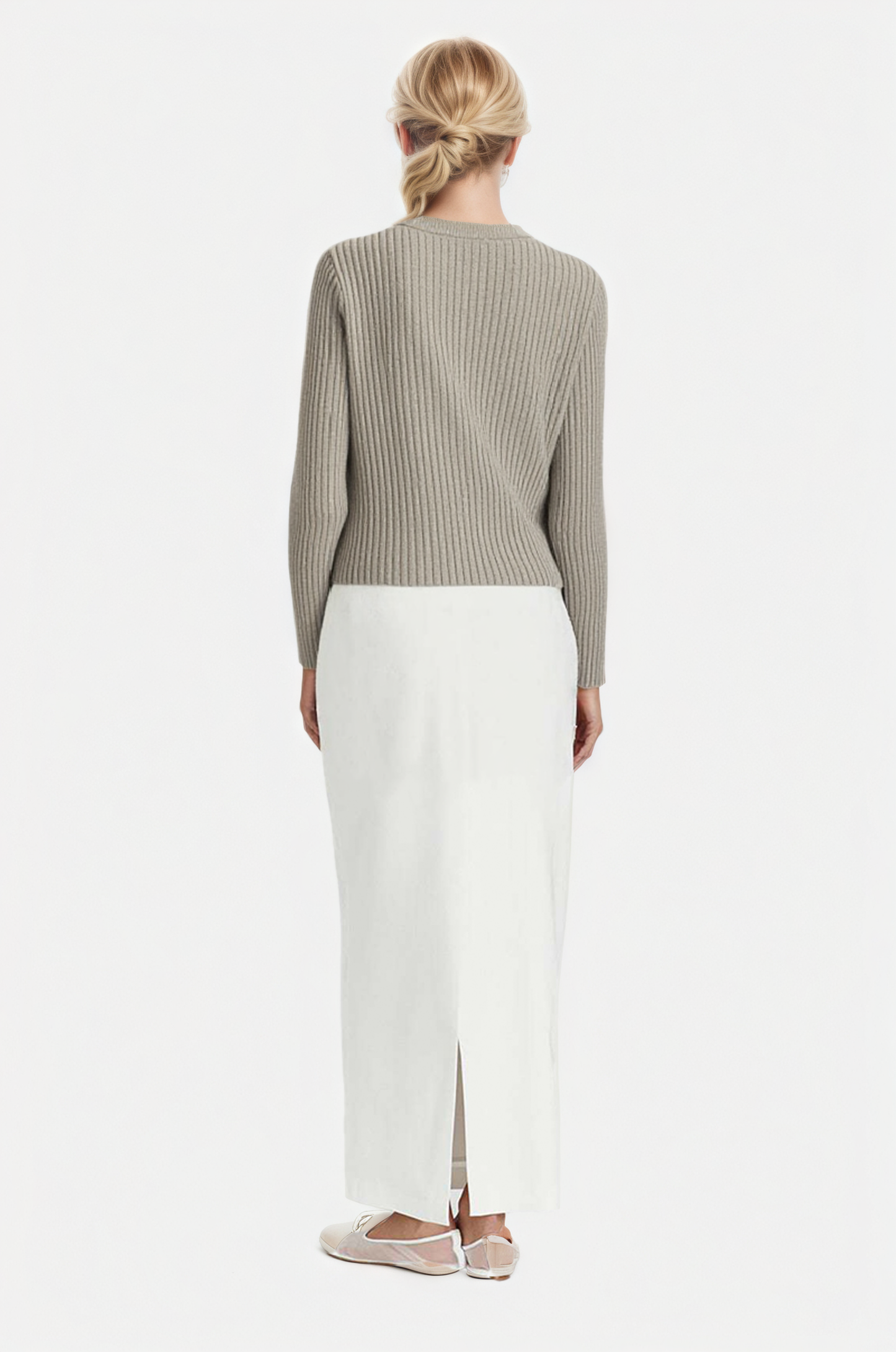 Ribbed Button-Front Cardigan with Scalloped Hem