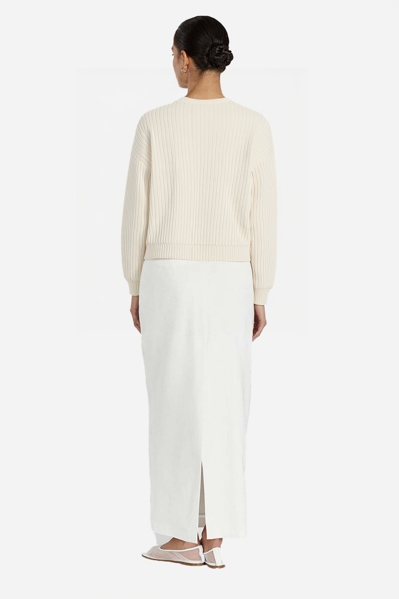 Ribbed V-Neck Pullover with Relaxed Silhouette 