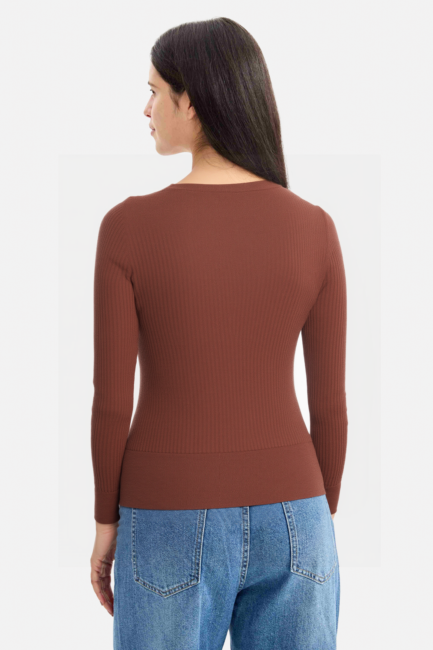 Elegant Ribbed Two-Way Zip Cardigan Sweater