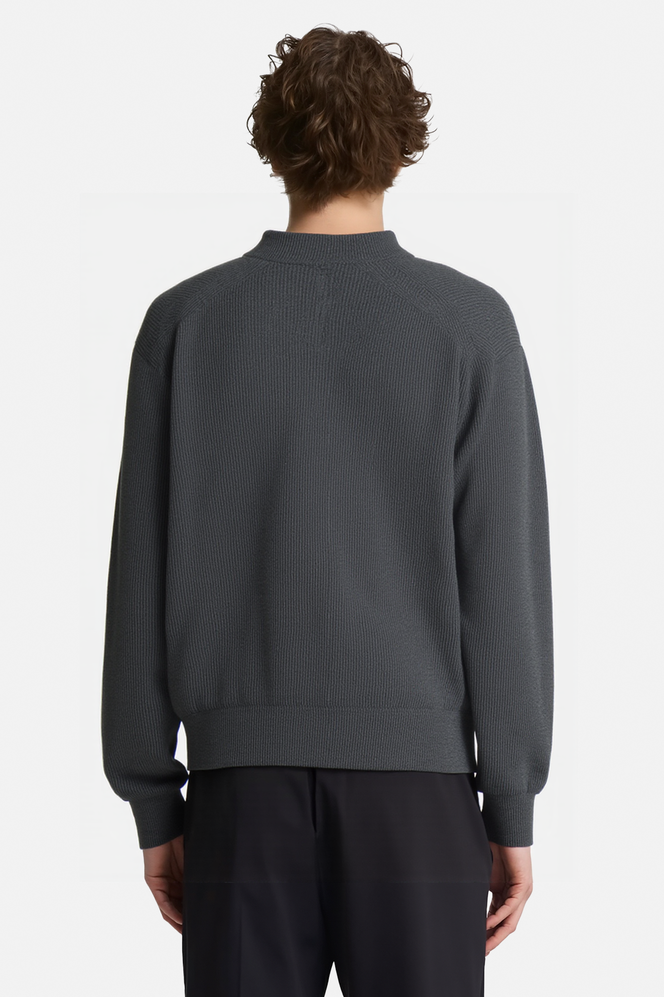 Zip Up Sweater Polo V Neck Ribbed Knit Sweater Pullover