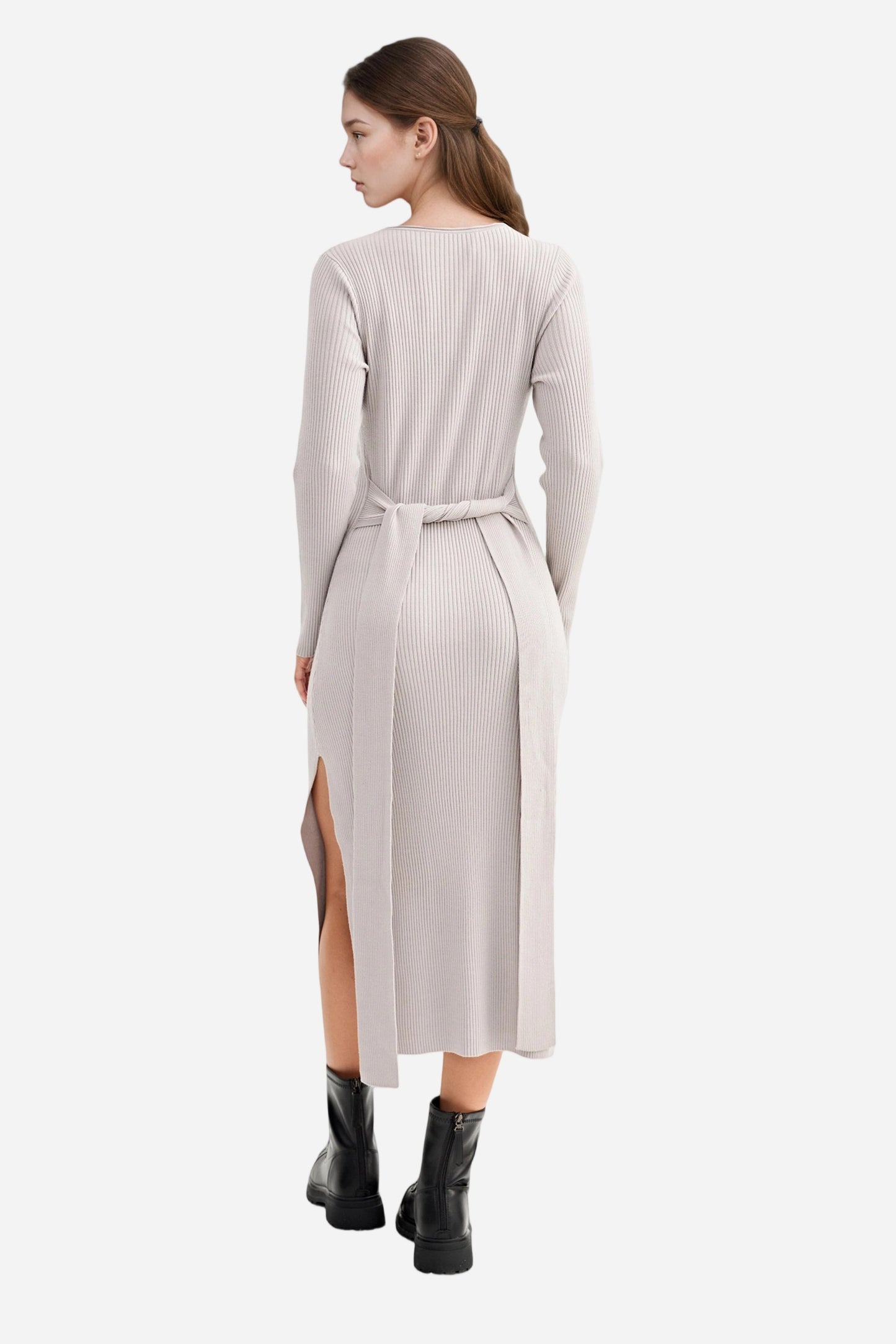Bodycon Midi Dress Casual Knit Side Slit