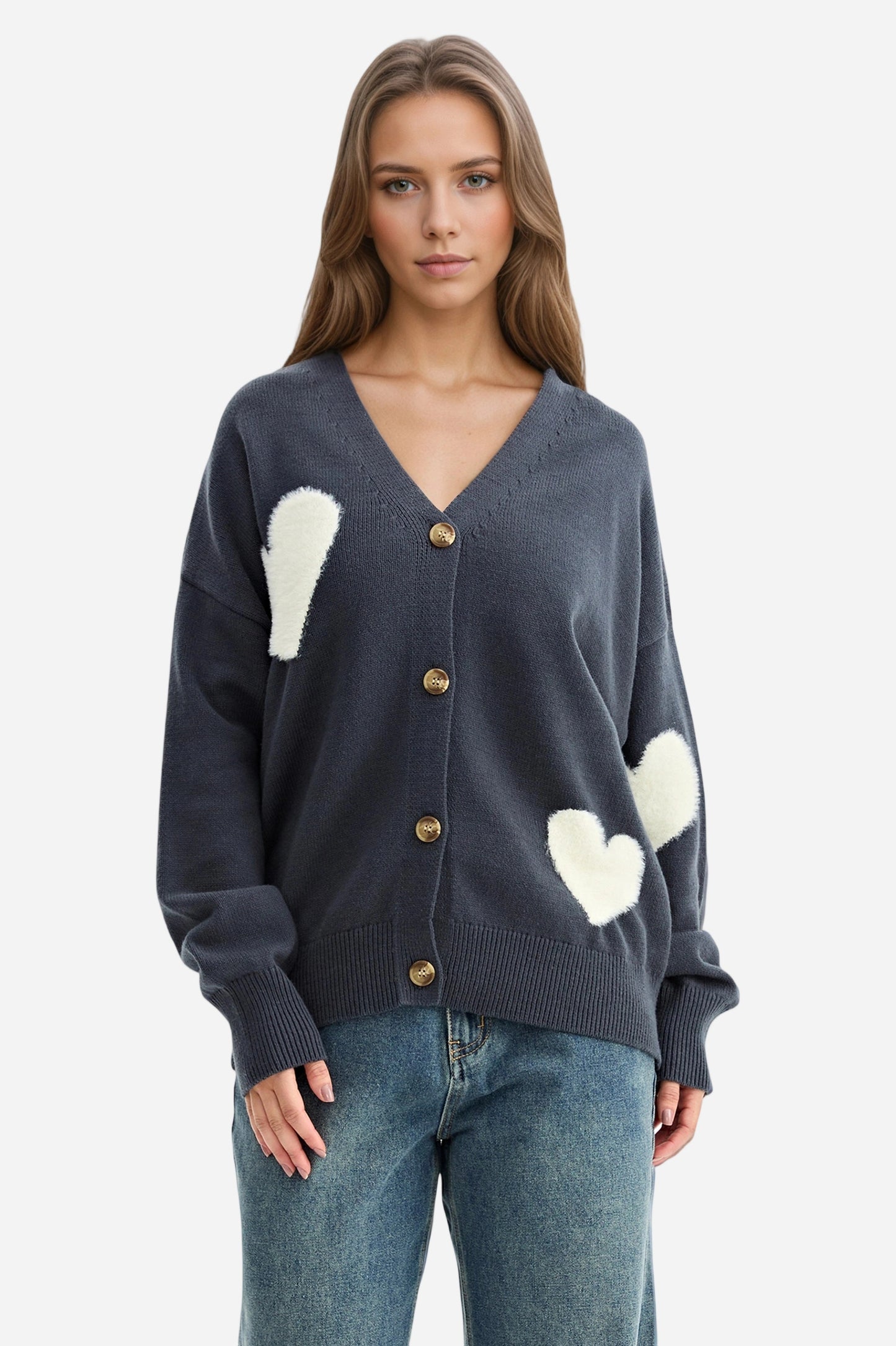Heart Cardigan V Neck Valentines Sweaters
