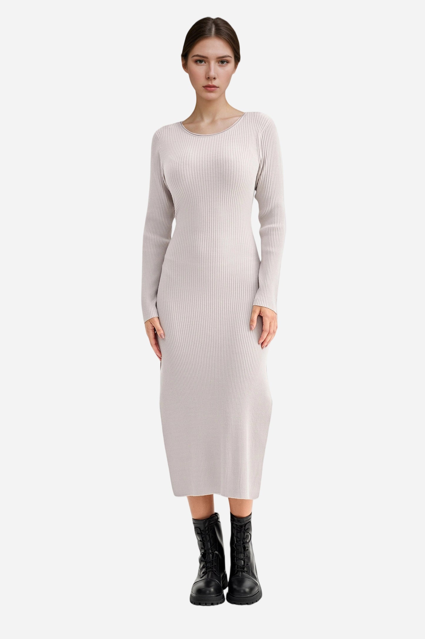 Bodycon Midi Dress Casual Knit Side Slit