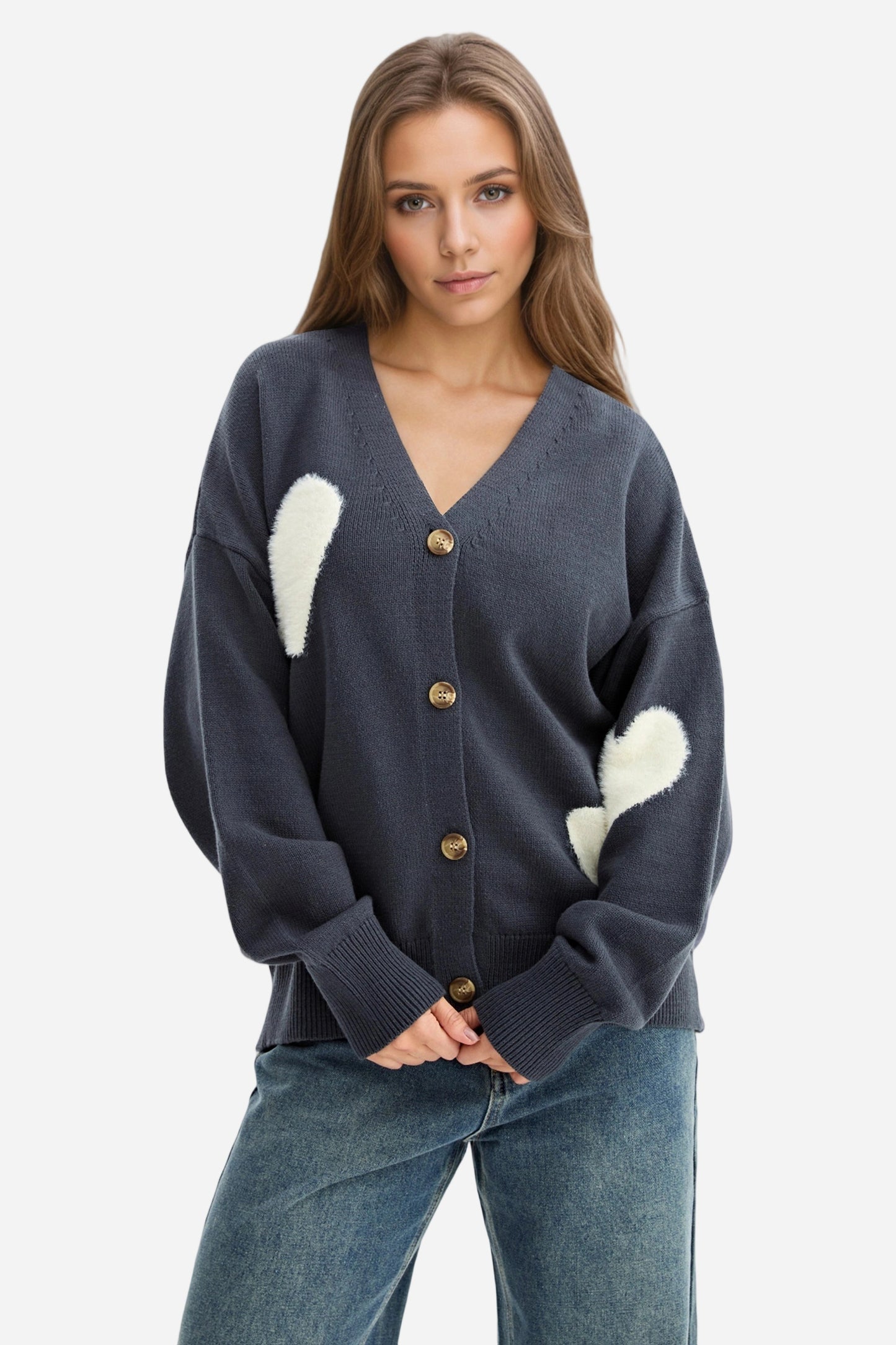 Heart Cardigan V Neck Valentines Sweaters
