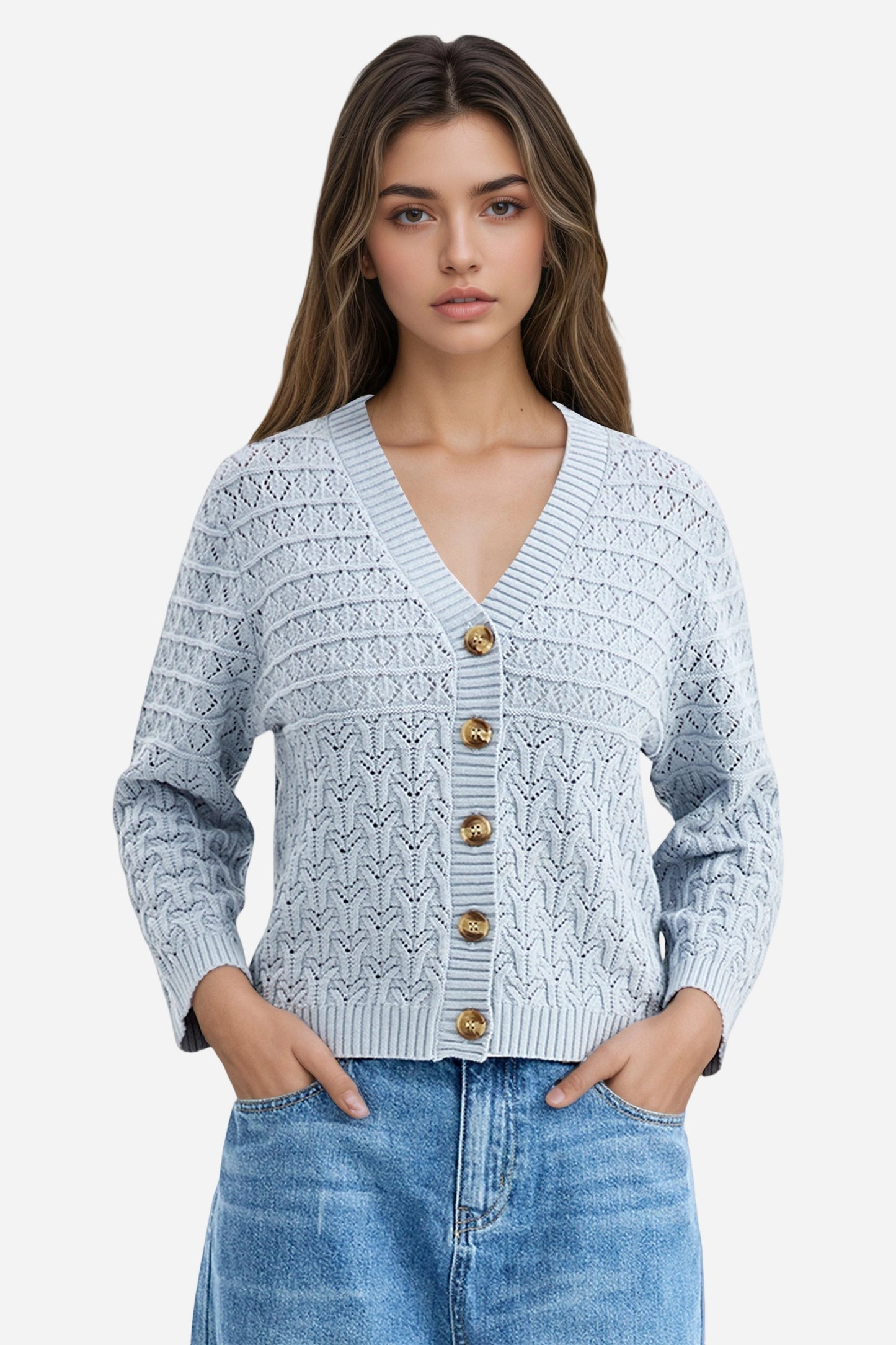 Cable Knit Cardigan Casual Long Sleeve Sweater