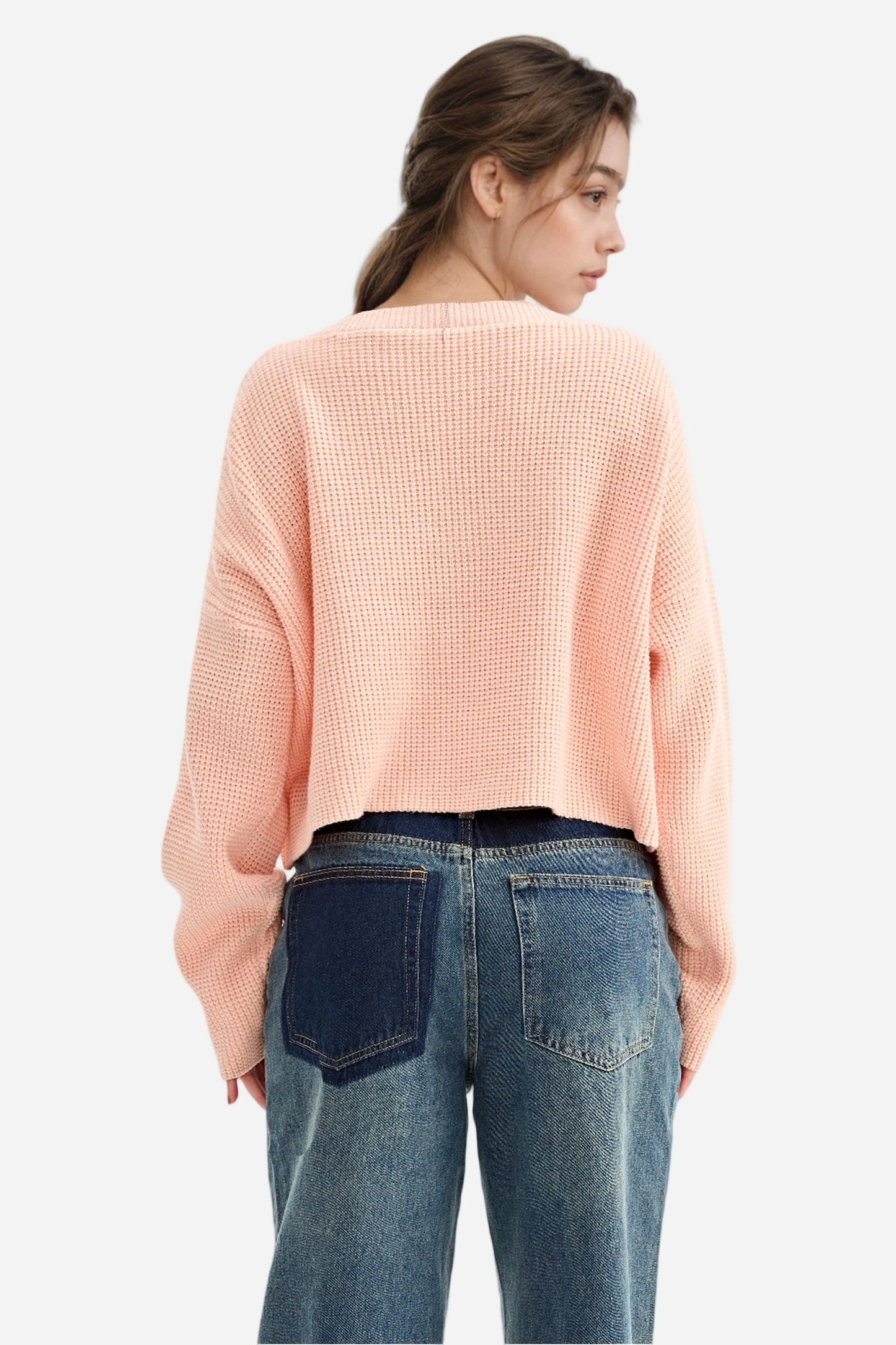 V-Neck Chunky Knit Oversized Pullover Sweater