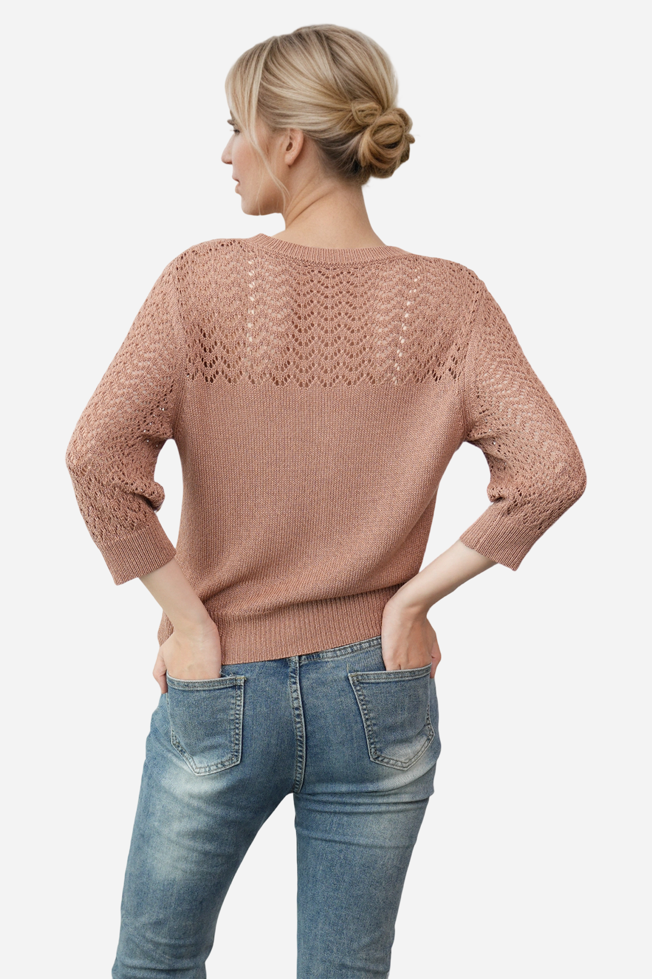 Lightweight Crochet Cardigan Sweater Open Front Knit