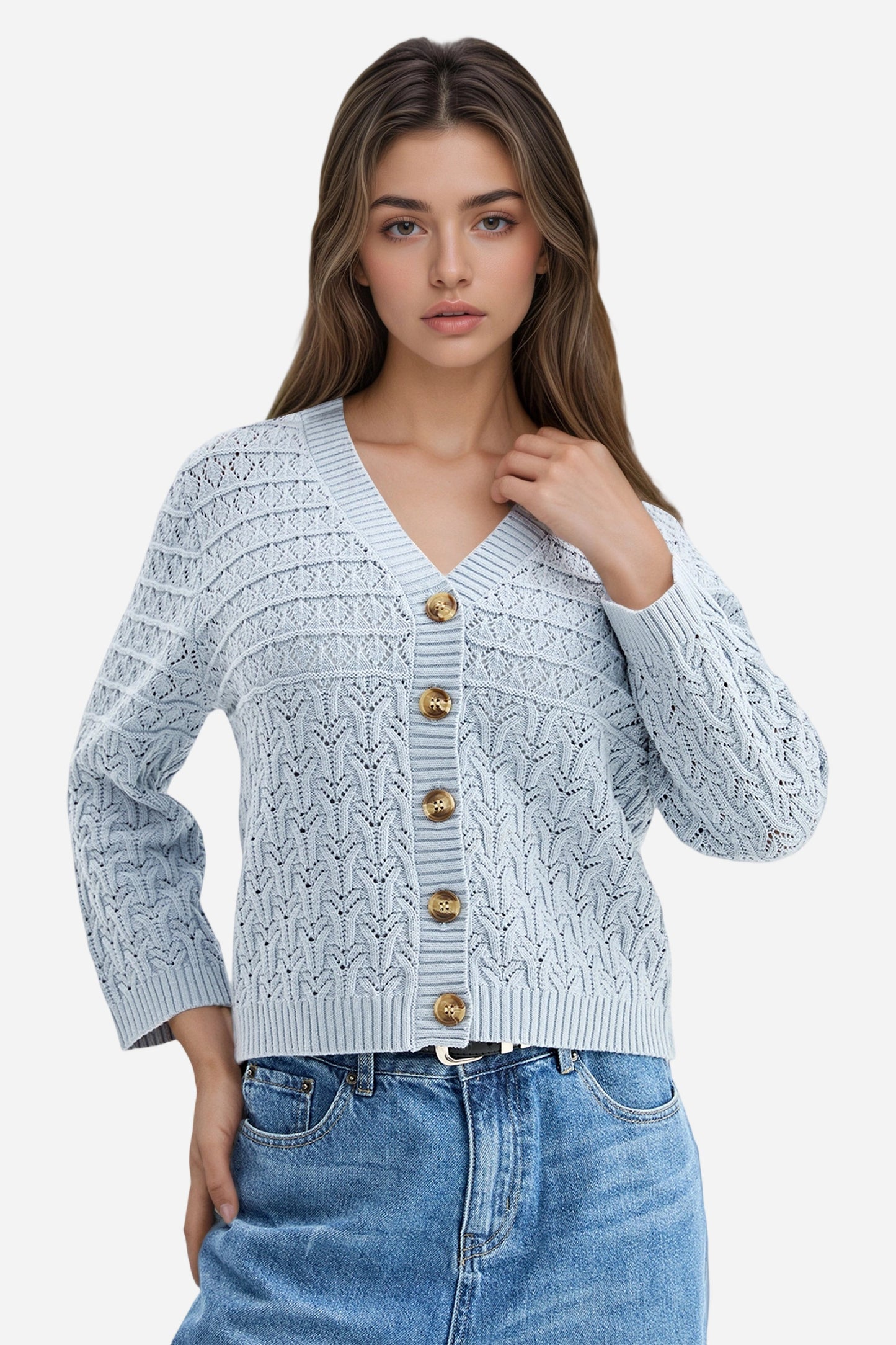 Cable Knit Cardigan Casual Long Sleeve Sweater
