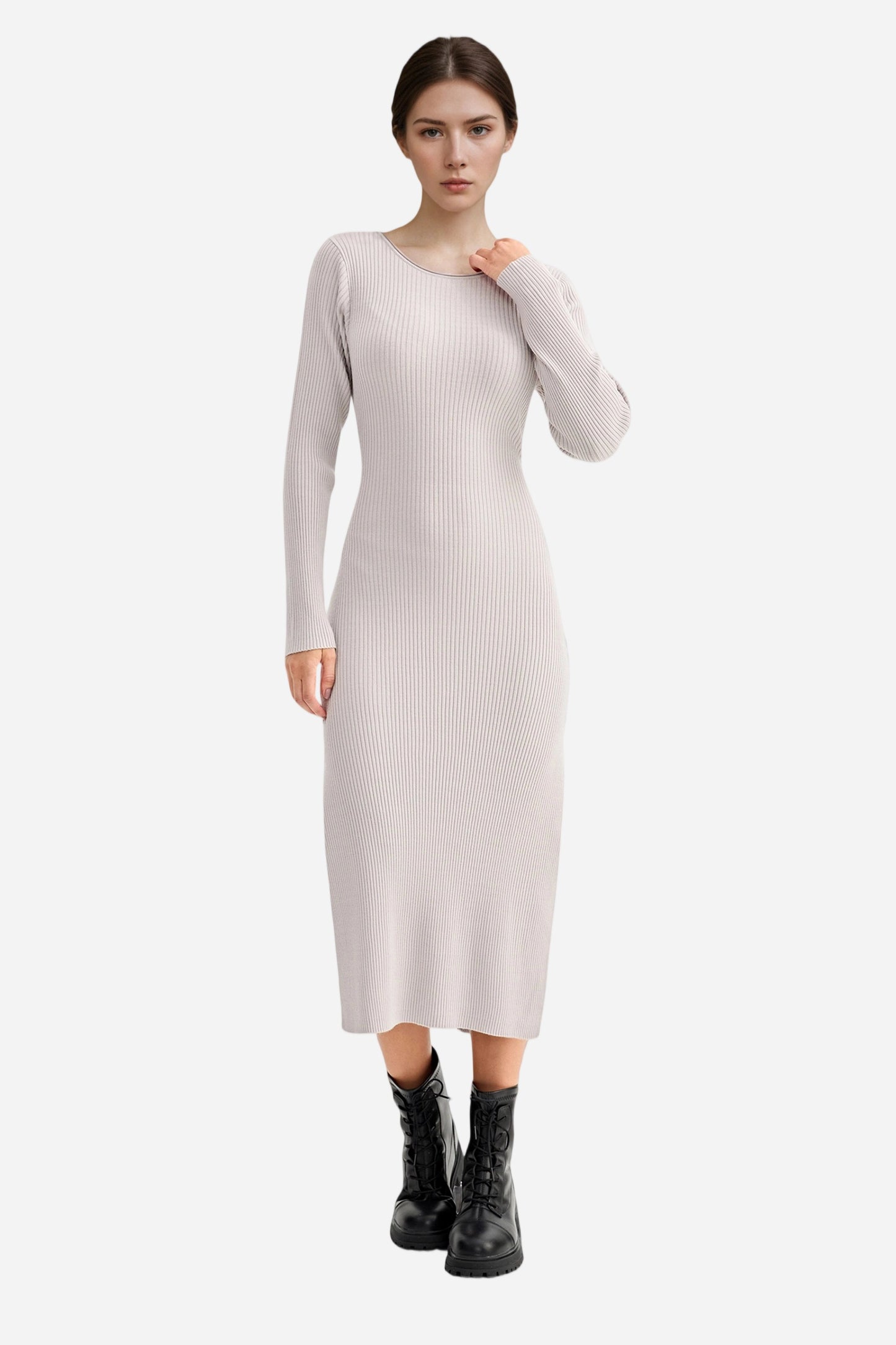 Bodycon Midi Dress Casual Knit Side Slit