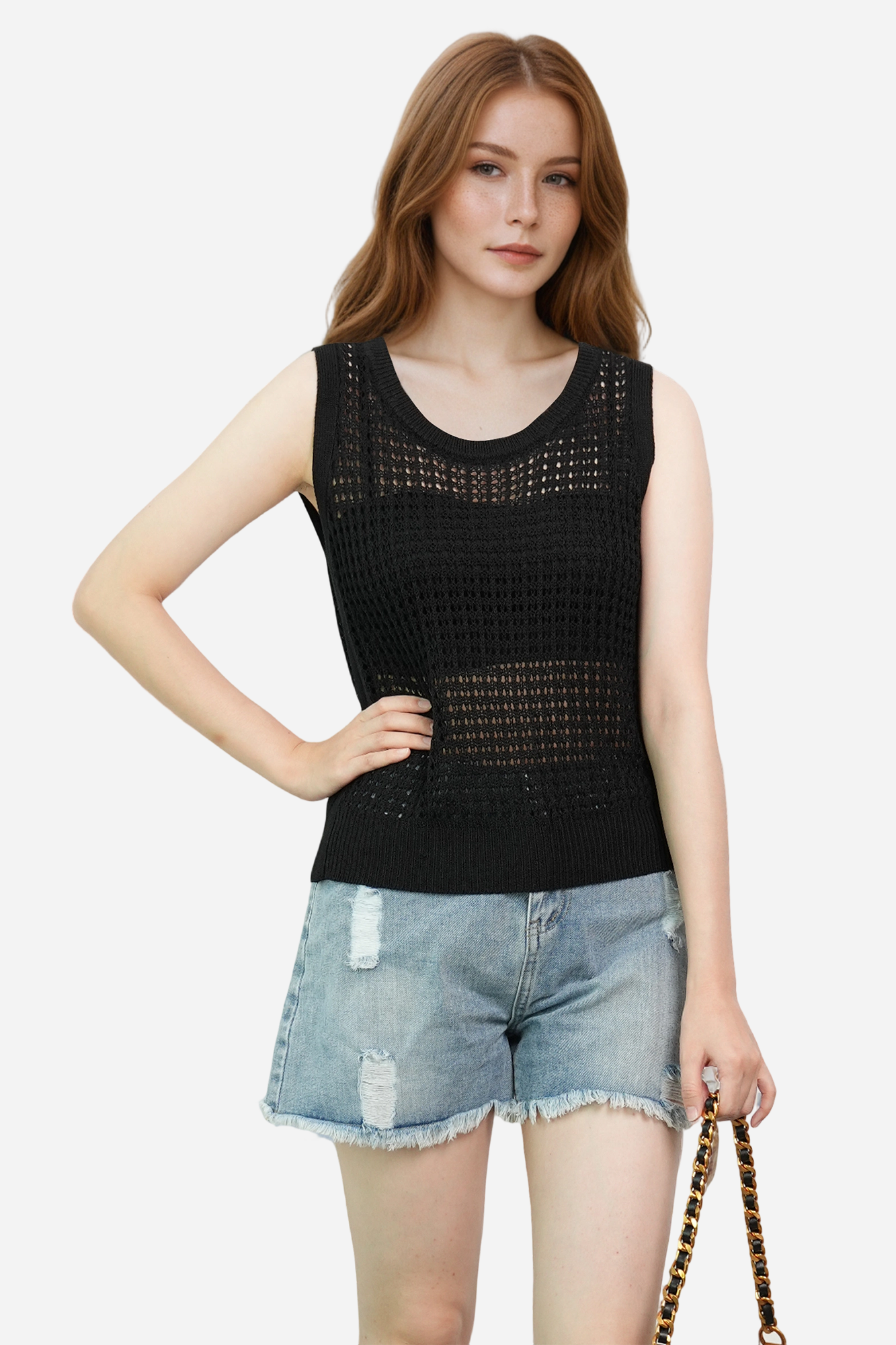 Crochet Cover Up Sweater for Women Sleeveless Beach