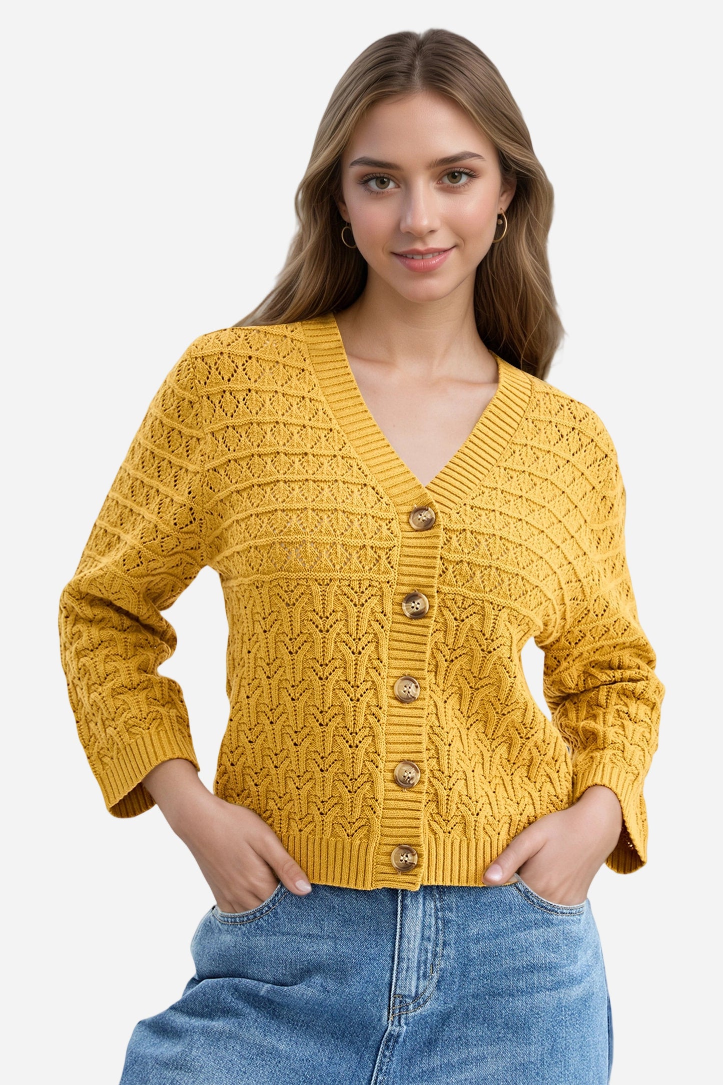 Cable Knit Cardigan Casual Long Sleeve Sweater