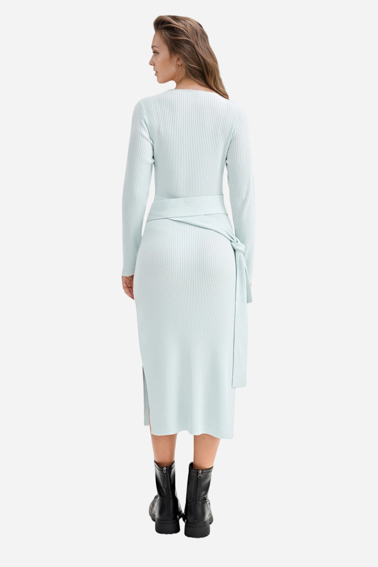 Bodycon Midi Dress Casual Knit Side Slit