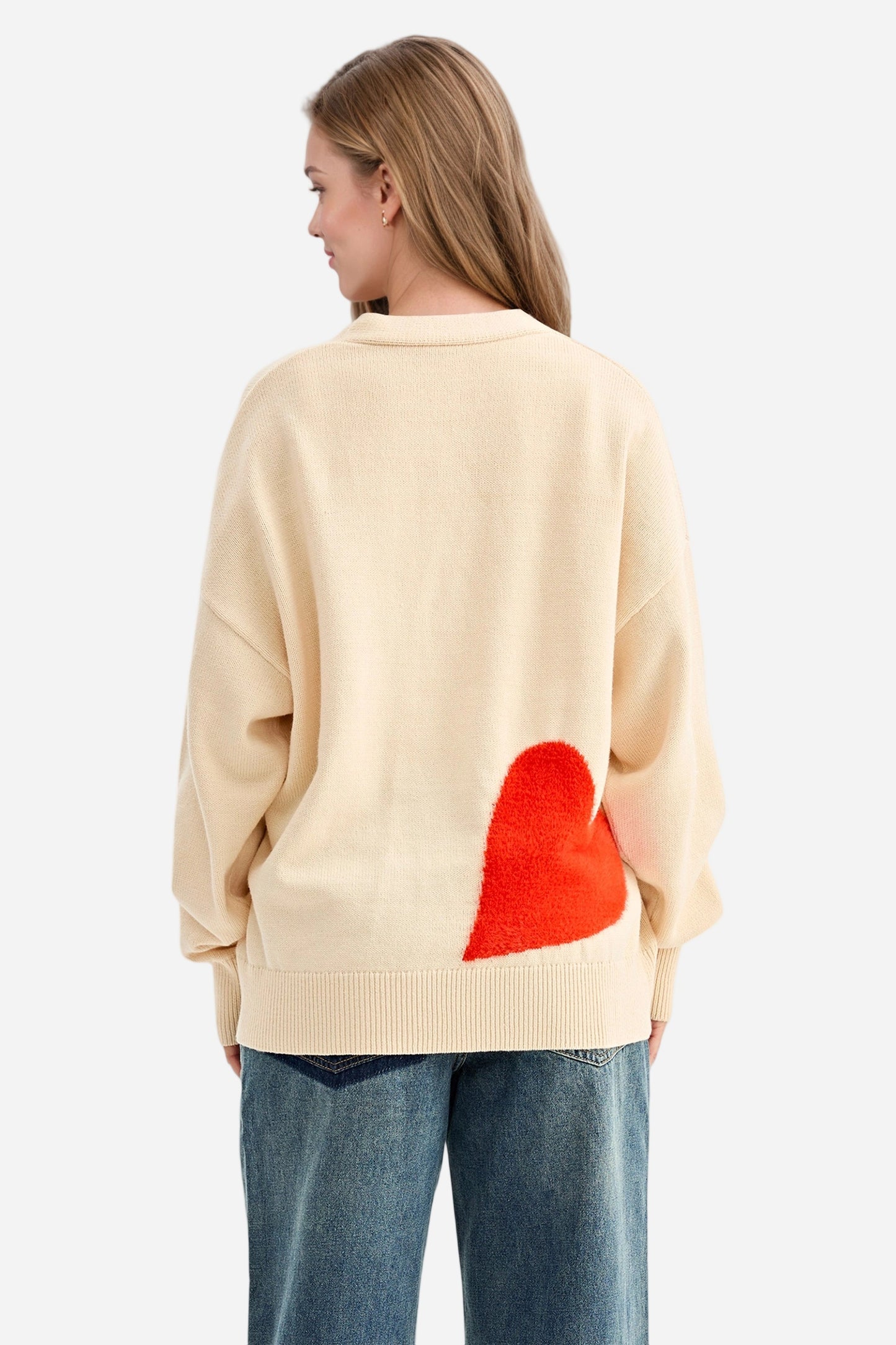 Heart Cardigan V Neck Valentines Sweaters