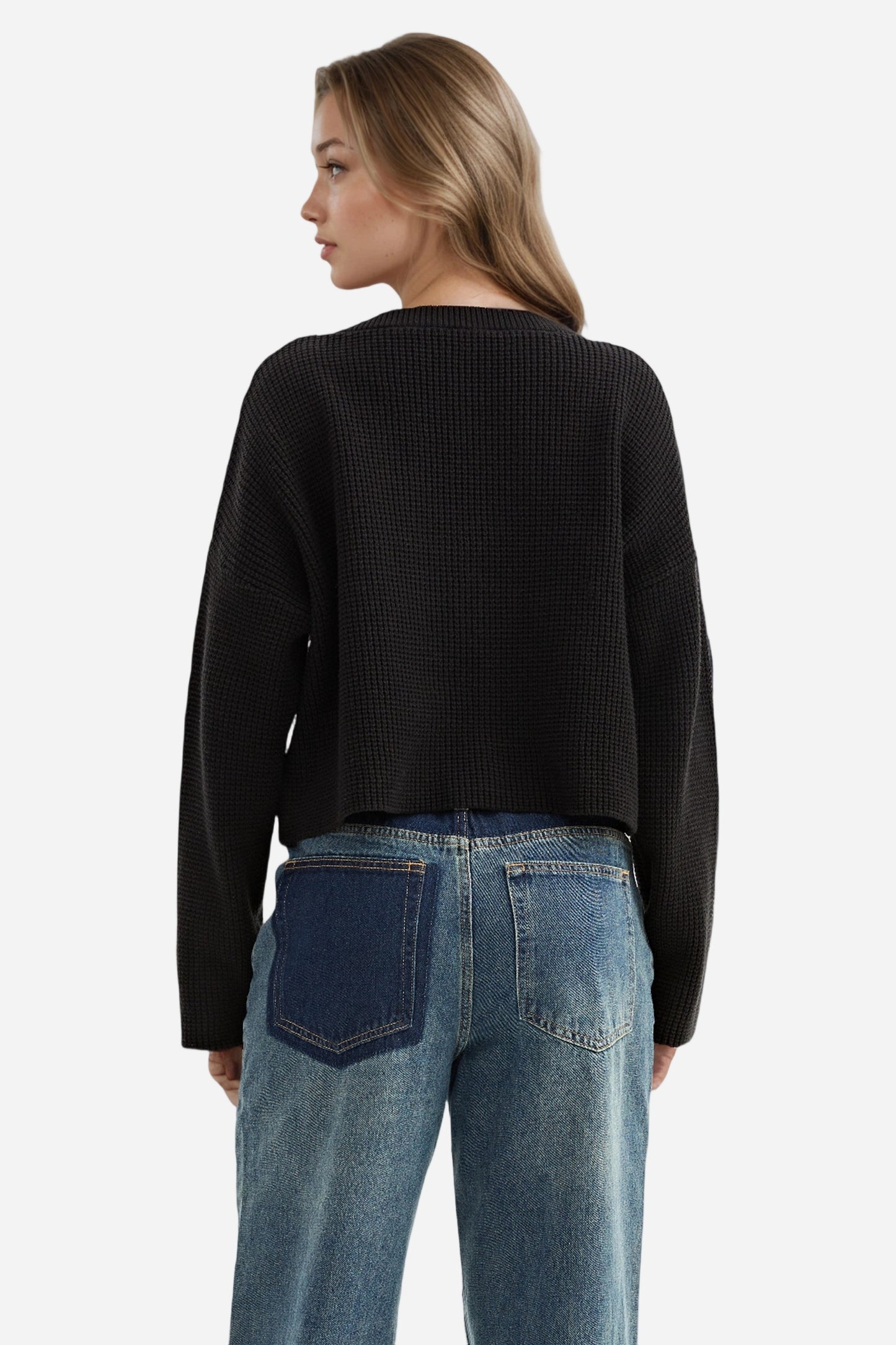 V-Neck Chunky Knit Oversized Pullover Sweater