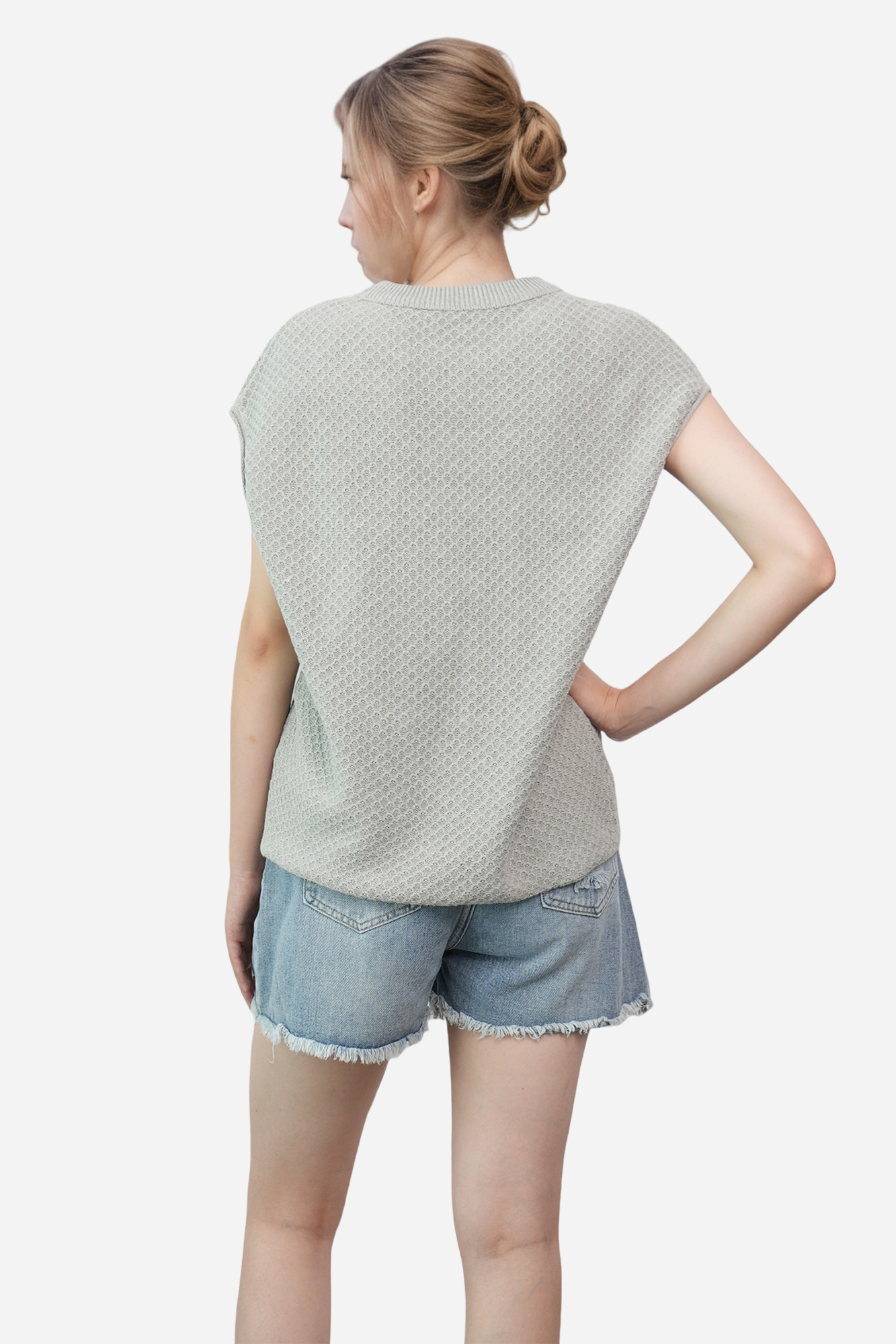 Lightweight Textured Short Sleeve Pullover Sweater
