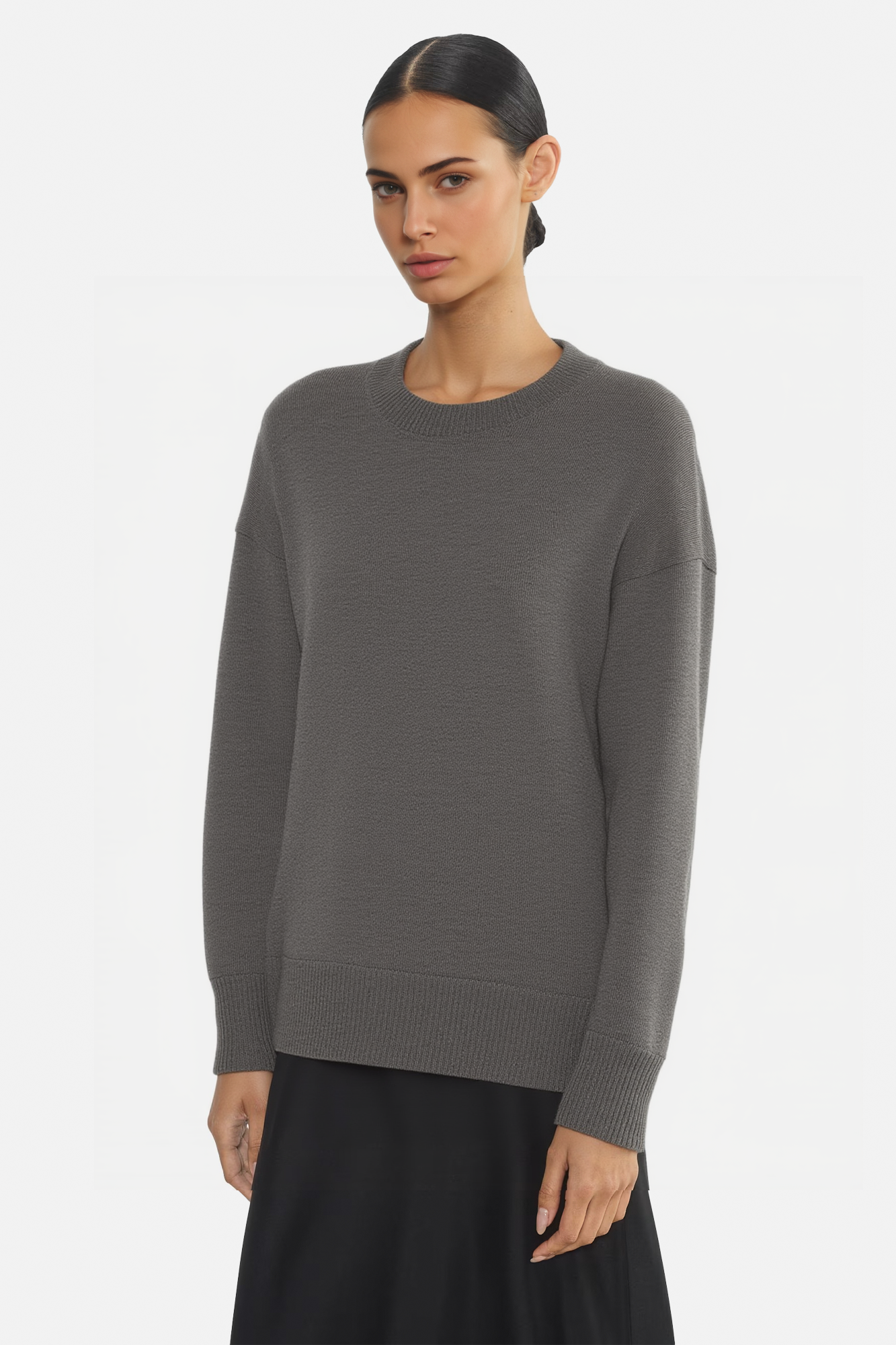 Essential Ribbed-Trim Crewneck Sweater