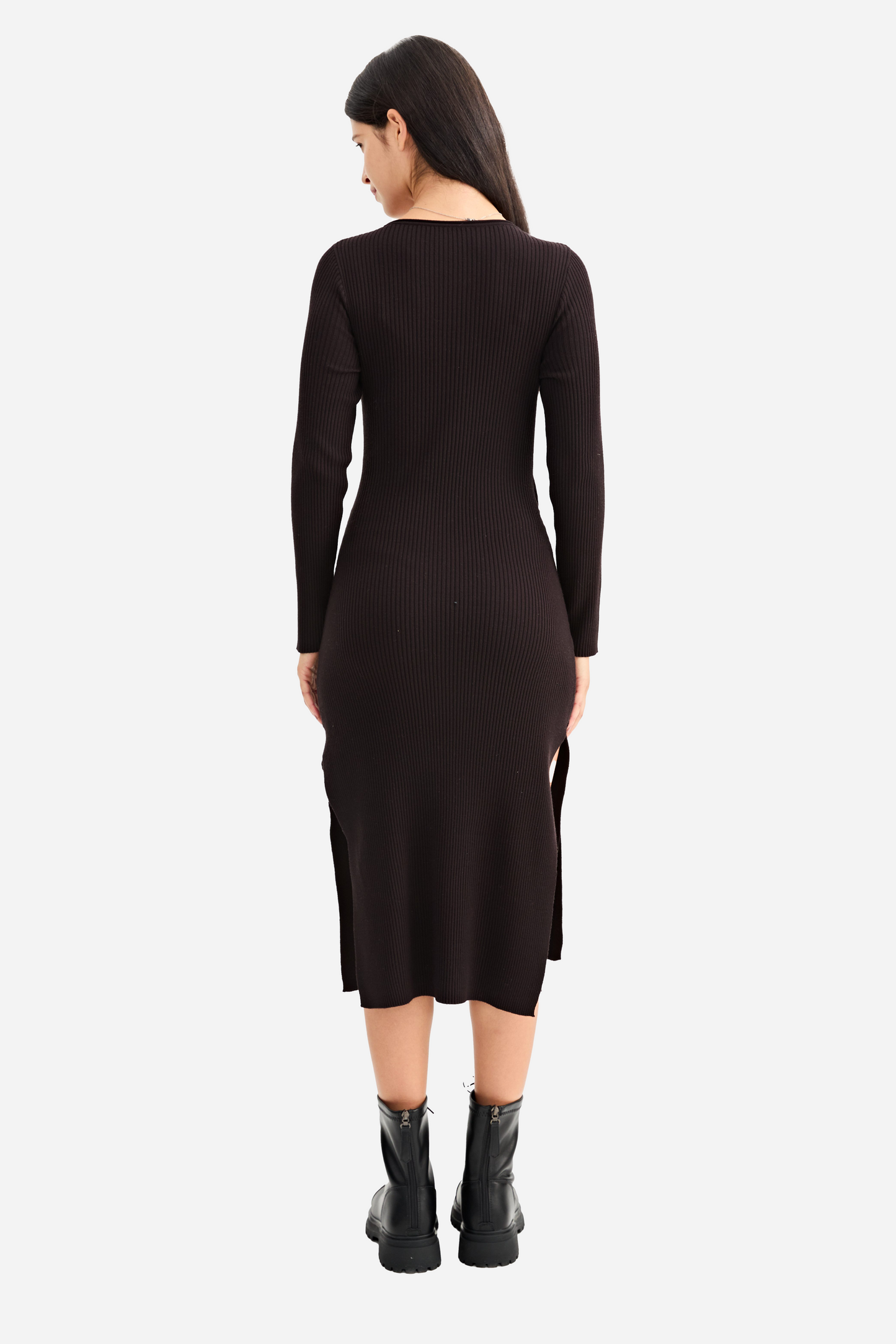 Bodycon Midi Dress Casual Knit Side Slit