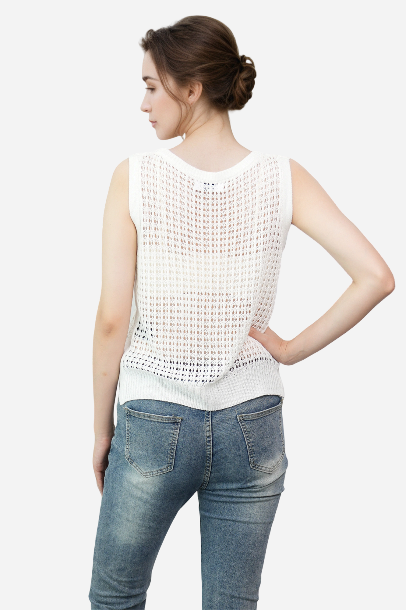 Crochet Cover Up Sweater for Women Sleeveless Beach