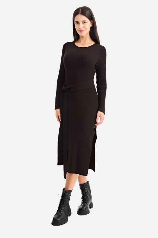 Bodycon Midi Dress Casual Knit Side Slit