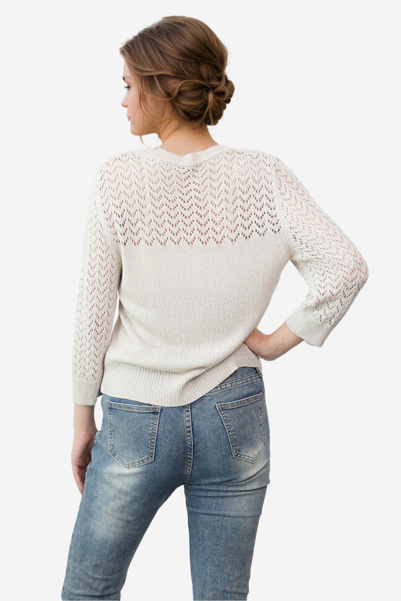 Lightweight Crochet Cardigan Sweater Open Front Knit