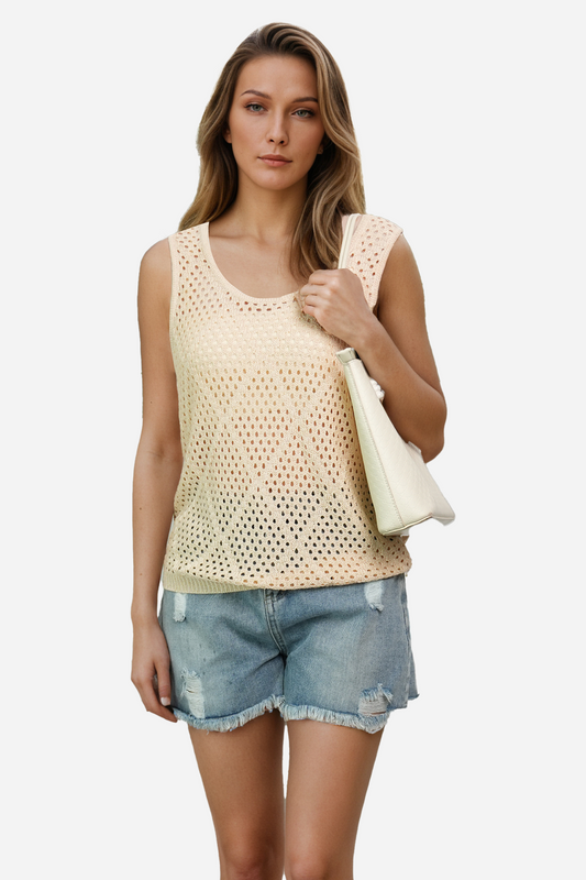 Crochet Tank Top Sleeveless Vest Boho Beach Cover Up