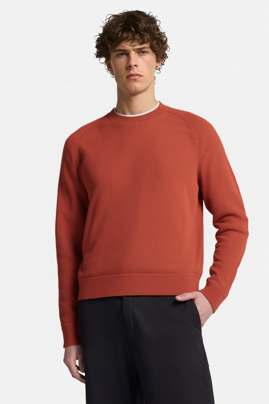 Ribbed Crew Neck Pullover Sweater