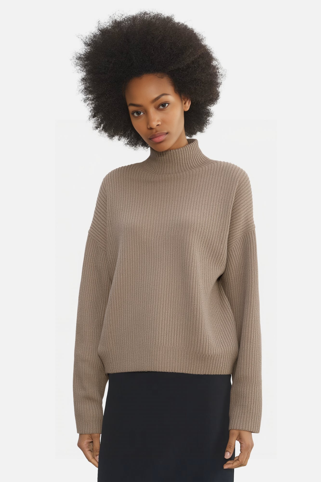 Fisherman Turtleneck Oversized Knit Pullover Sweater