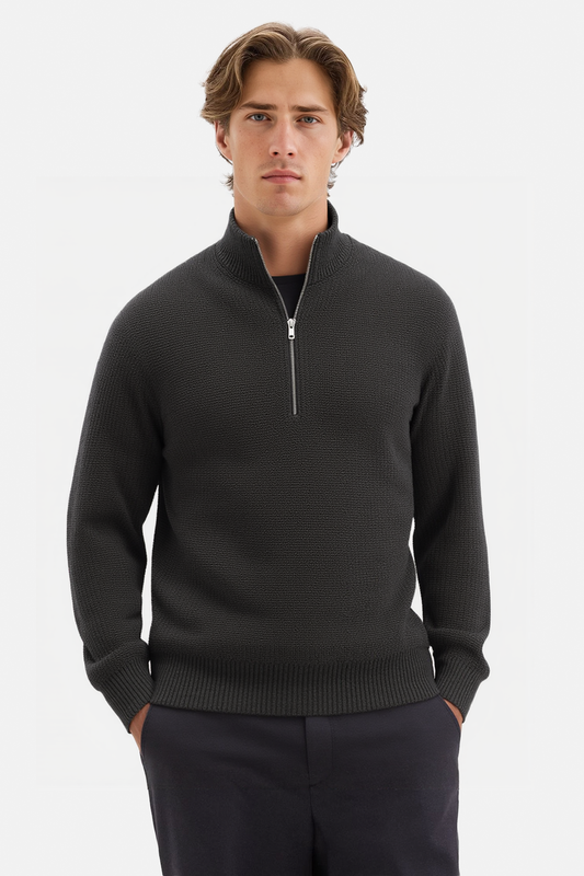 Quarter Zip Pullover Sweater Slim Fit Business Casual Knit